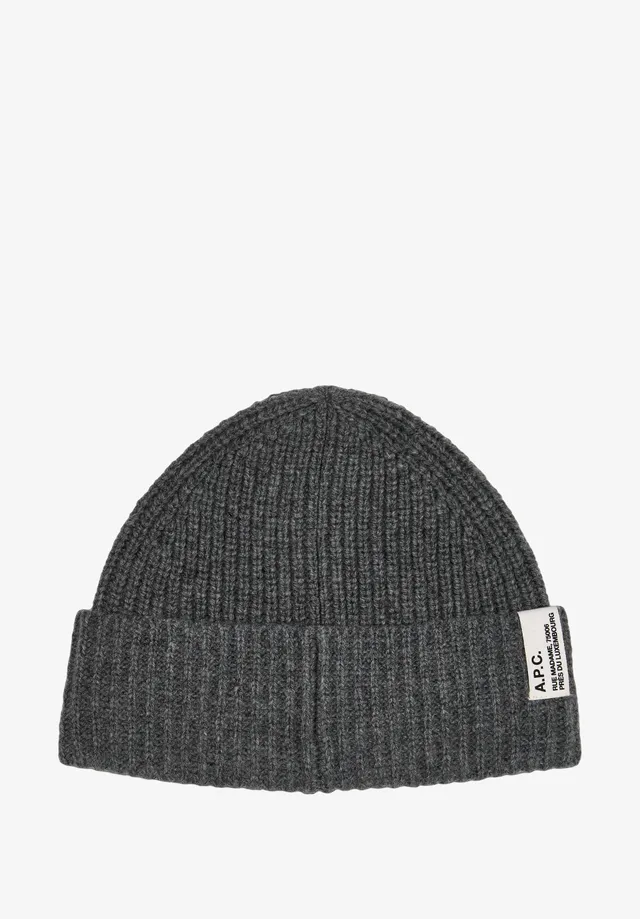 A.P.C. Kaschmir Mütze Beanie Rippenstrick mit Umschlag
