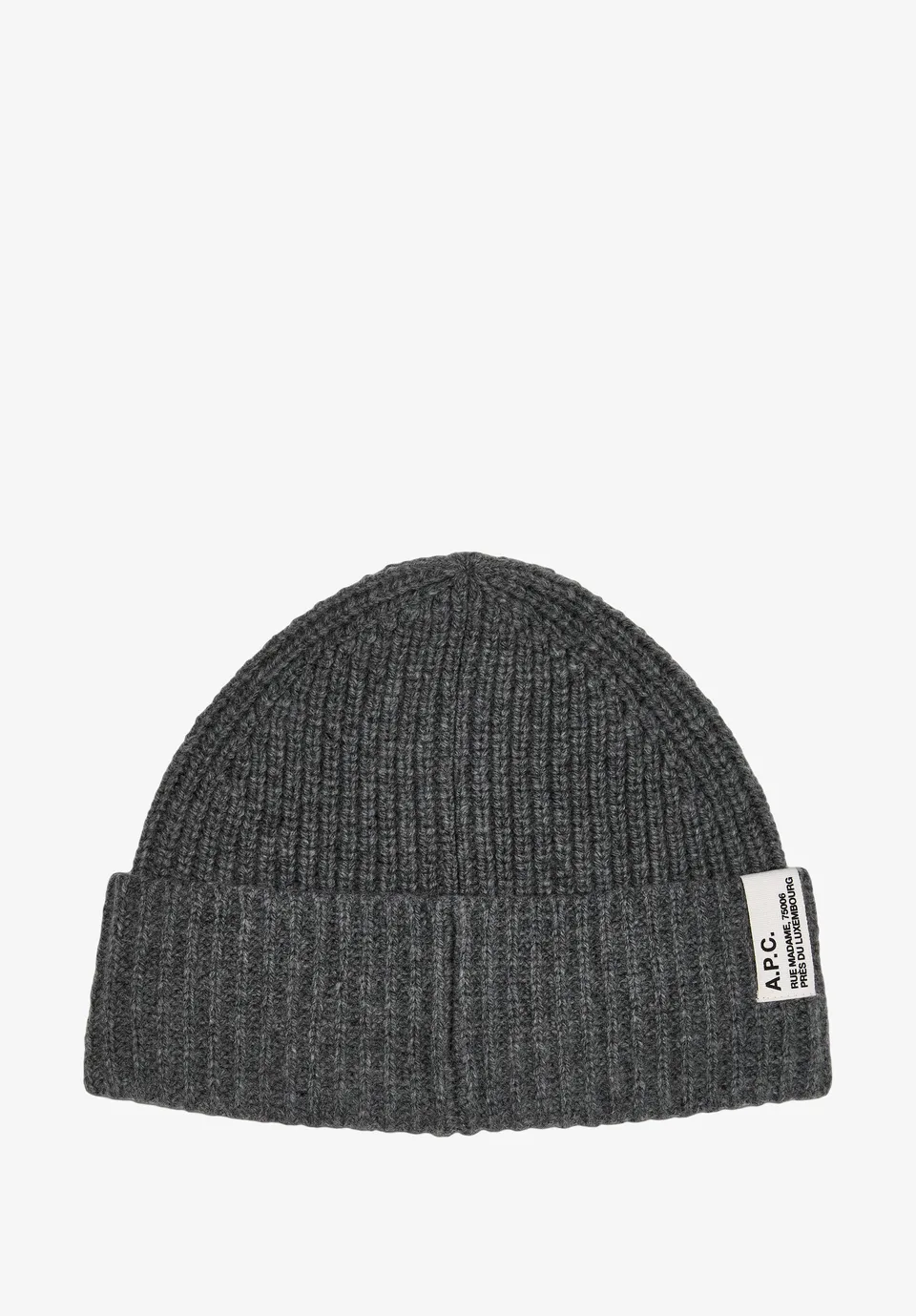 A.P.C. Kaschmir Mütze Beanie Rippenstrick mit Umschlag