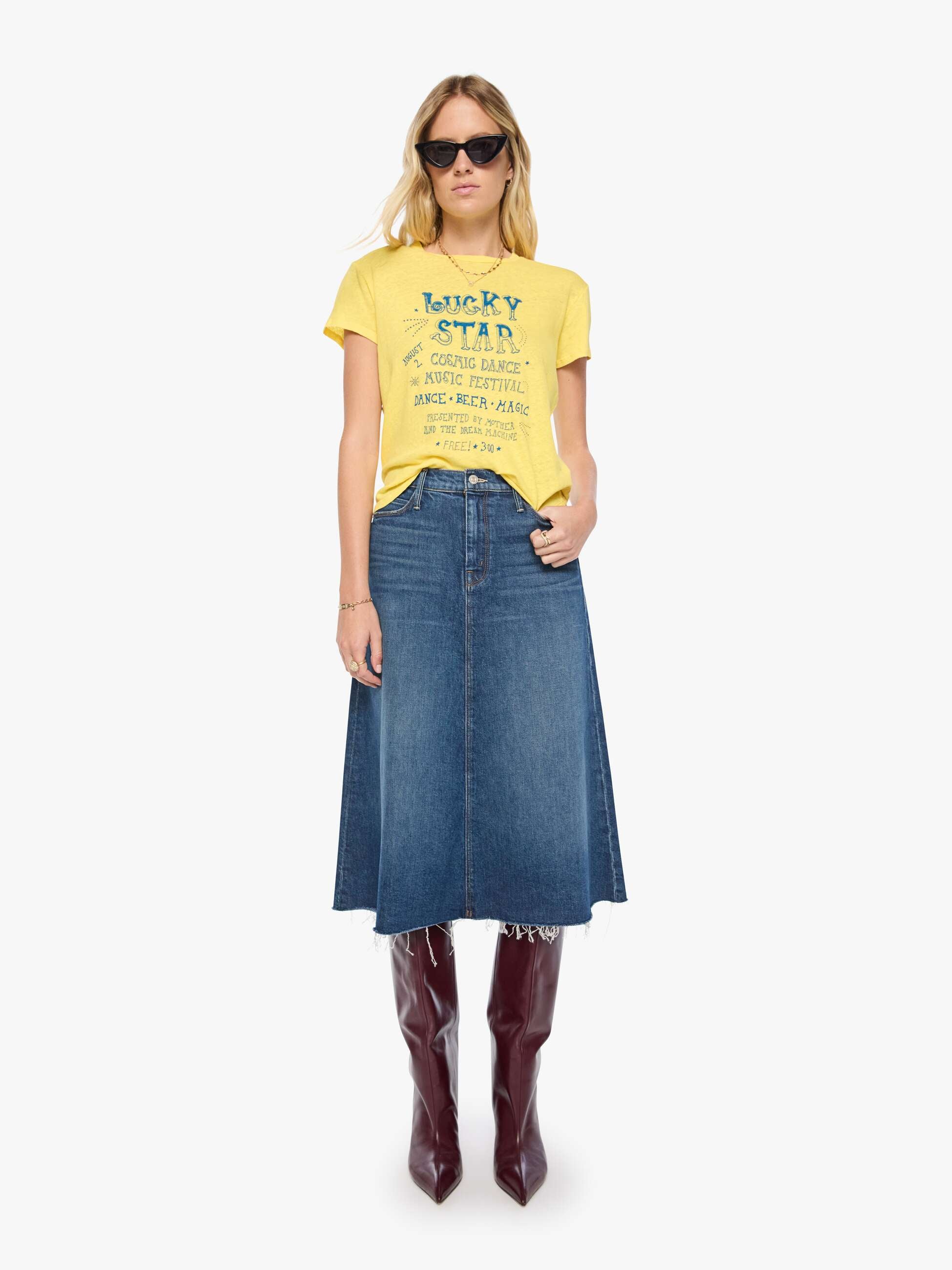 Mother Sinful Lucky Star T-Shirt Gelb Baumwolle Leinen