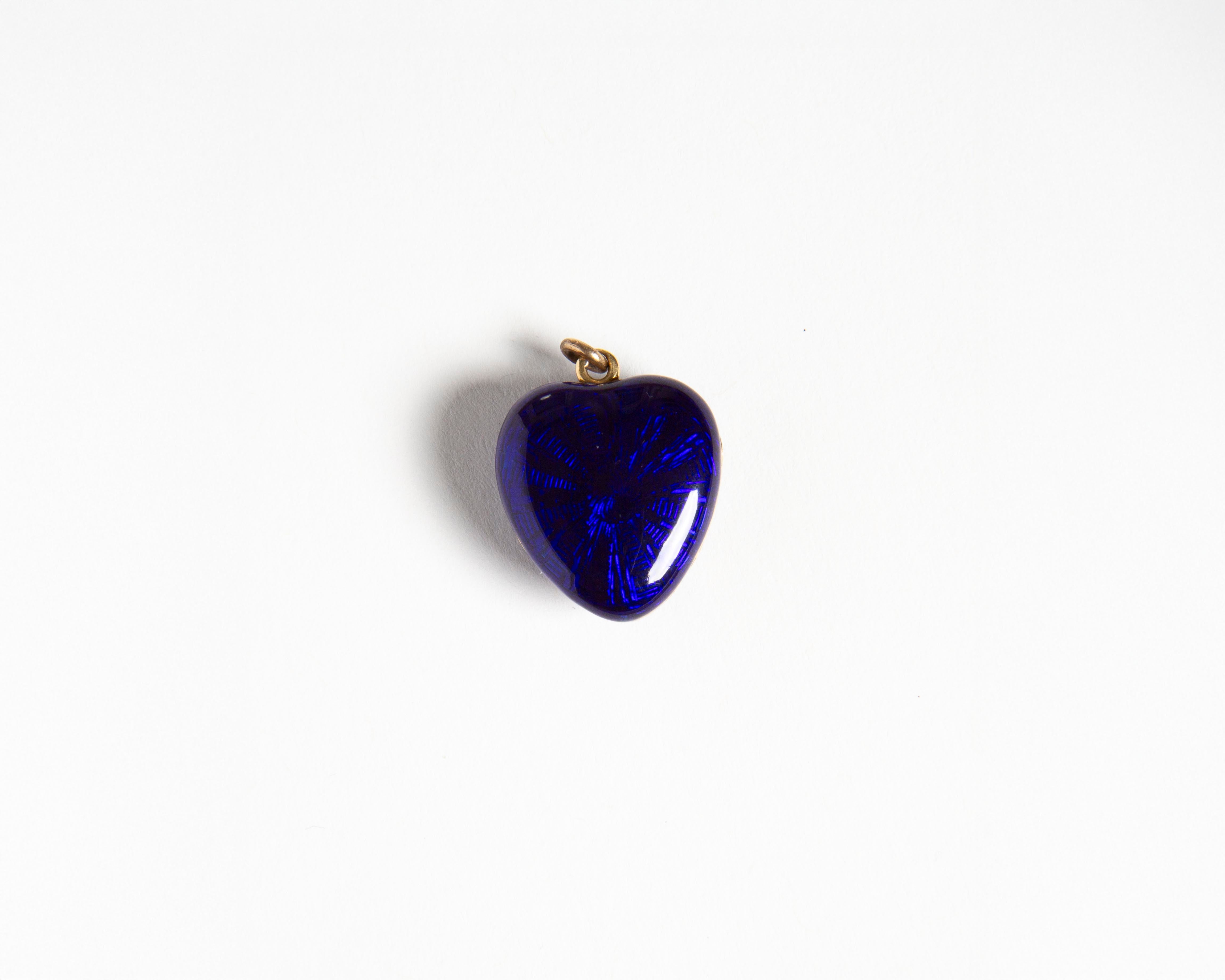 J.W.Anderson Diamond Heart Medaillon Blau Emaille Gold