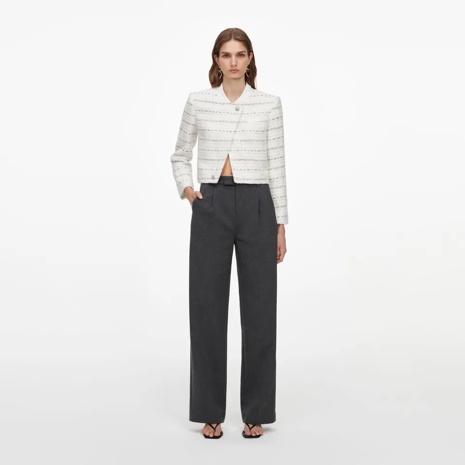 Self Portrait White Boucle Boxy Jacke Weiß Boucle
