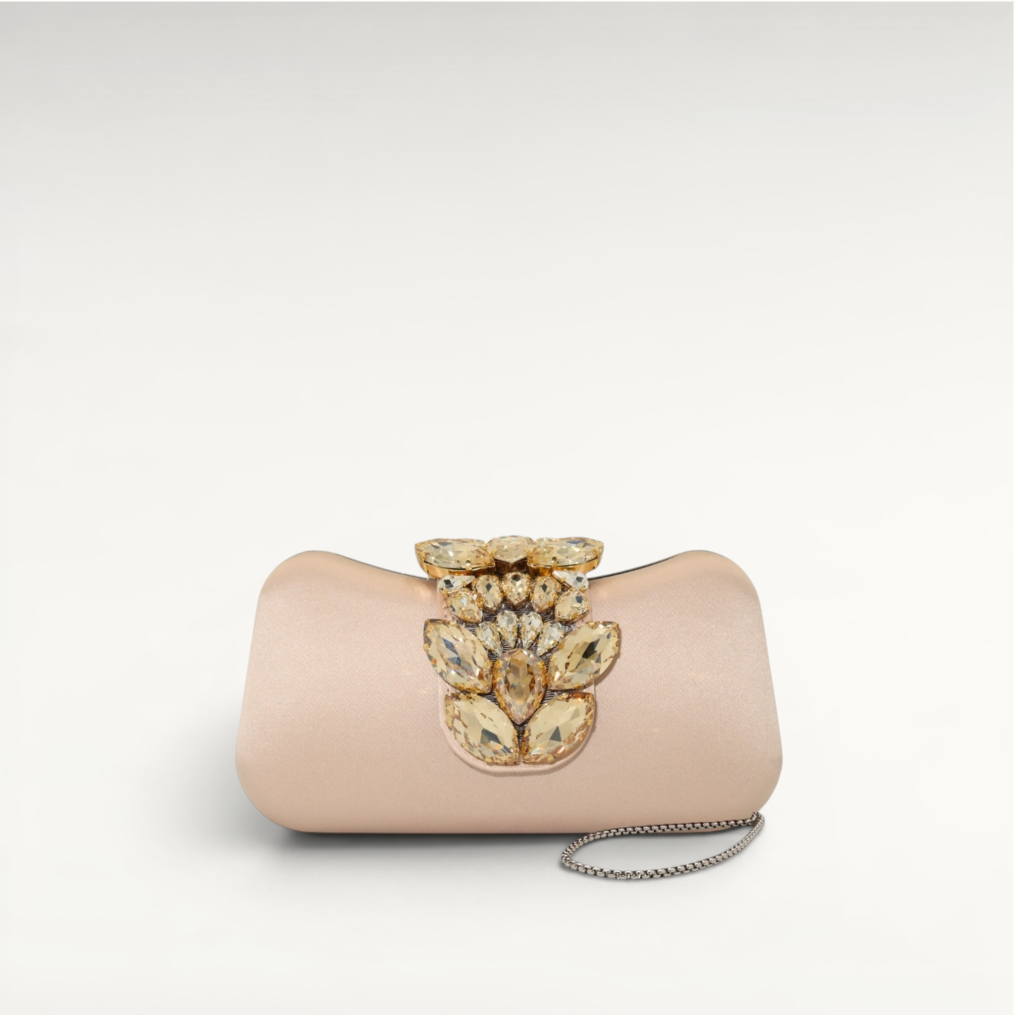 Gedebe Lunette Clutch Satin Steinbesatz Abendtasche