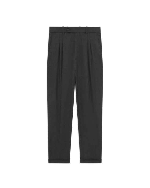 Drôle De Monsieur Plis Hose Grau Wolle Cropped Bügelfalte