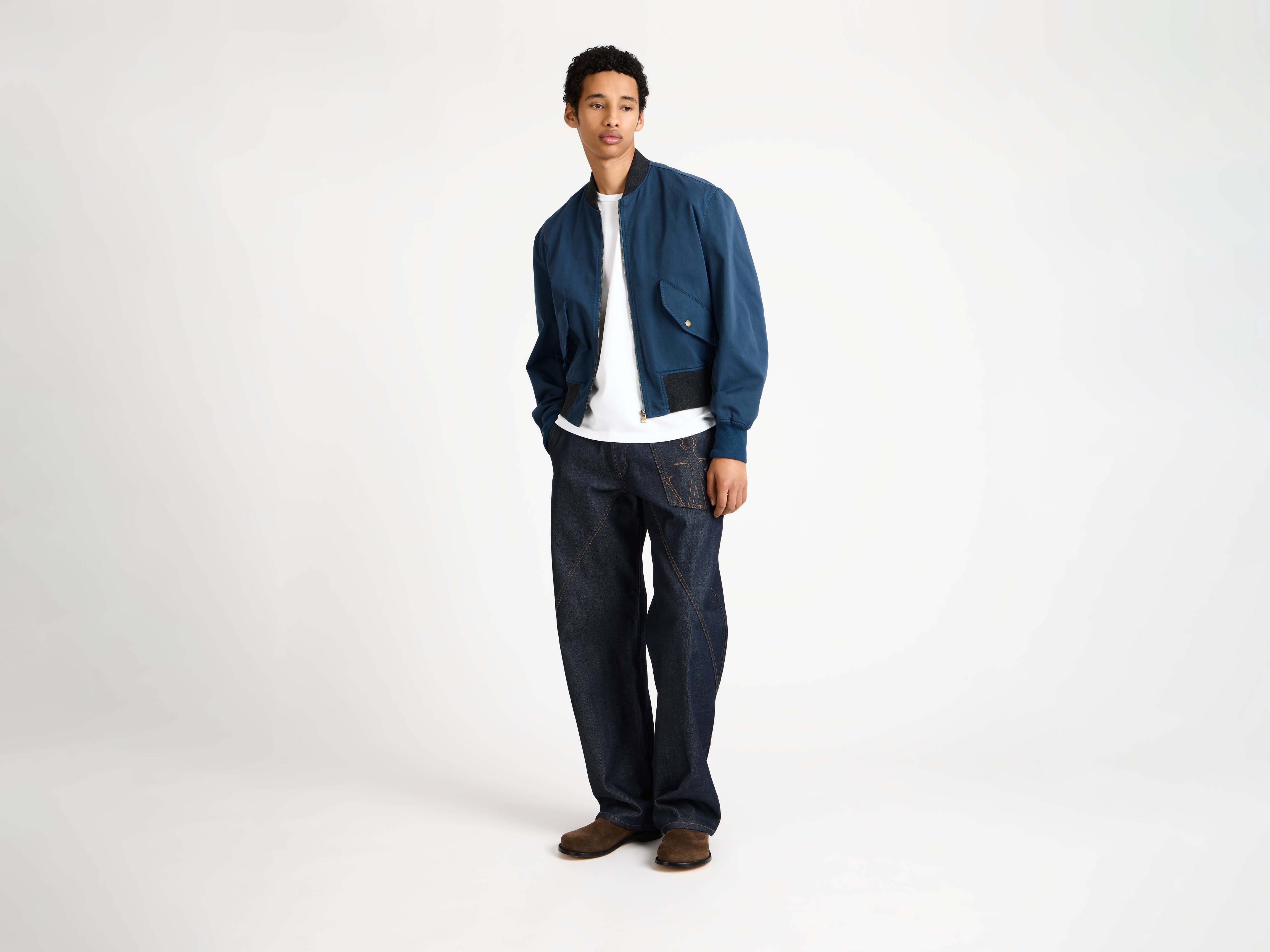 J.W.Anderson Bomber Jacket Bomberjacke washed navy Baumwolle