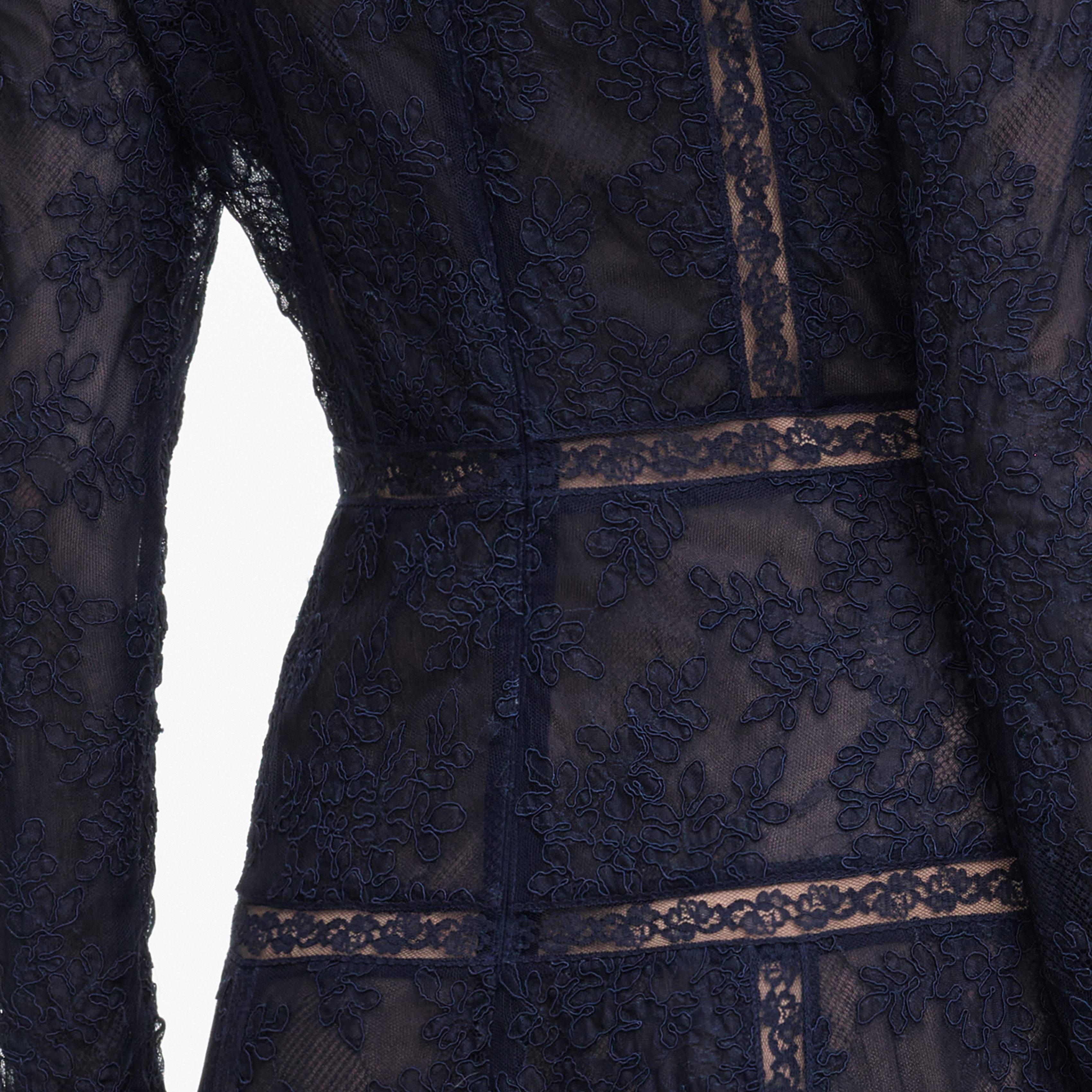 Self Portrait Navy Lace Midi Kleid Blau Spitze UK 6