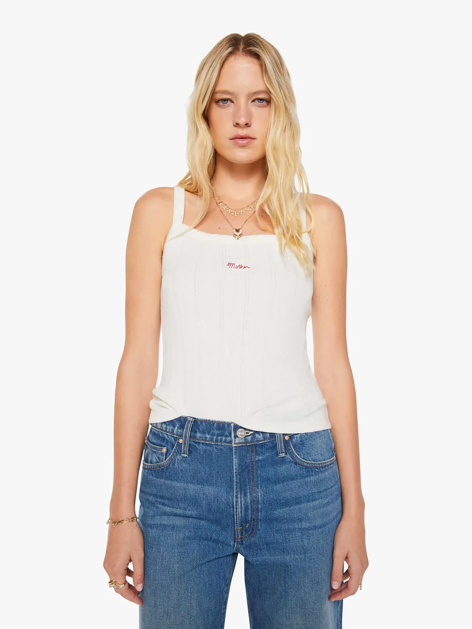 Mother Teeny Weeny Tank Top Whisper White Baumwolle