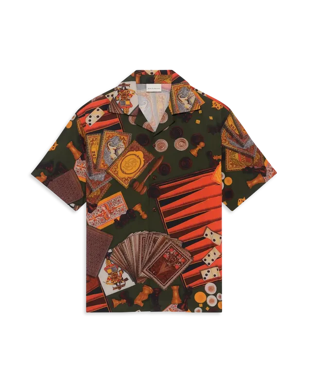 Drôle De Monsieur Chemise Casino Hemd Braun Kurzarm Baumwolle