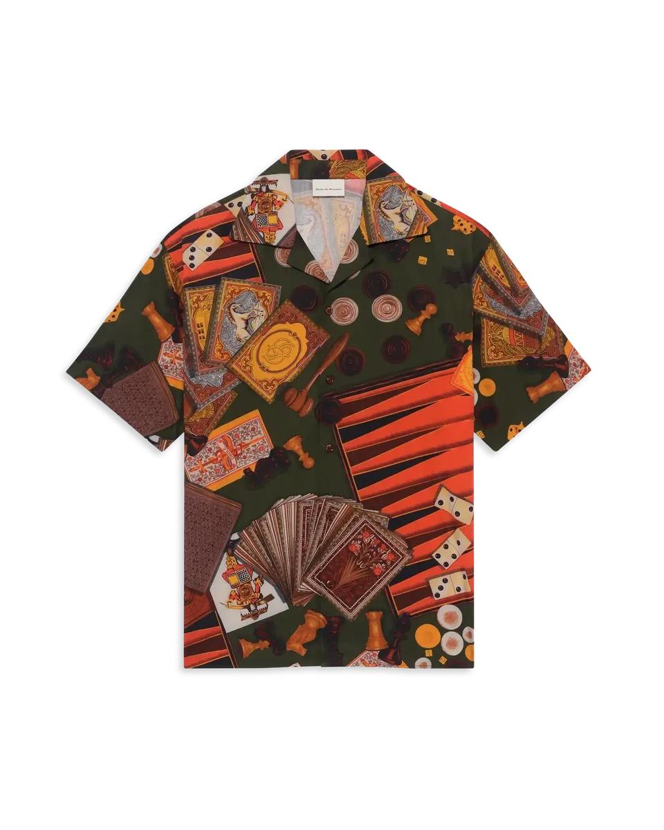 Drôle De Monsieur Chemise Casino Hemd Braun Kurzarm Baumwolle