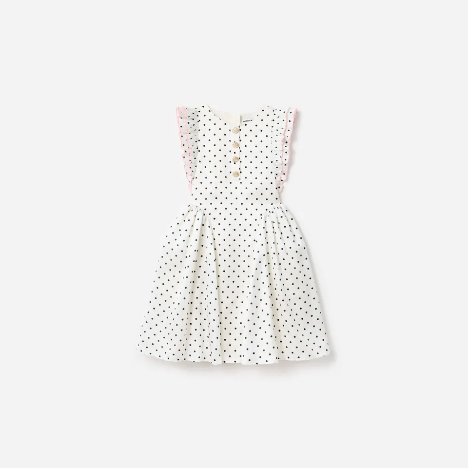 Self Portrait Cream Polka Dot Frill Dress Kinderkleid Creme