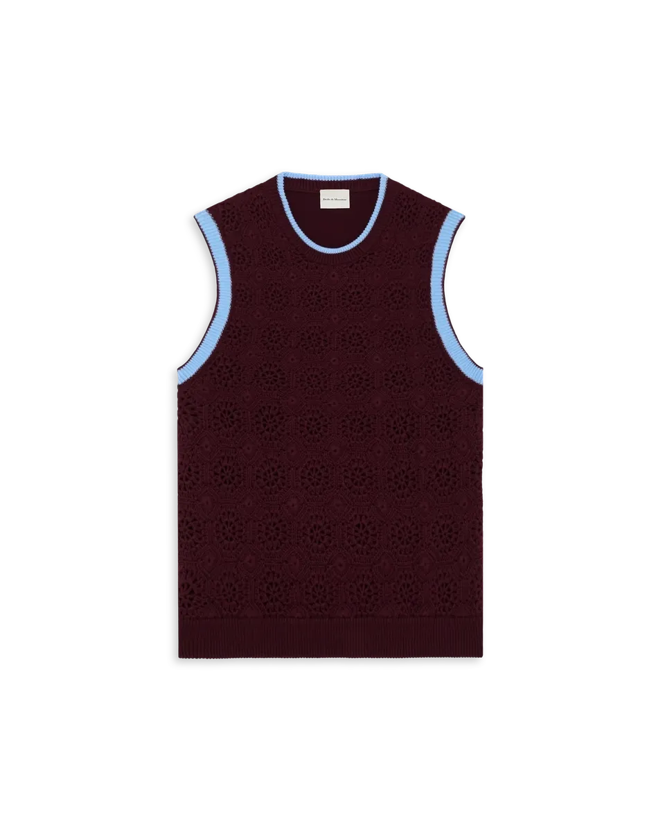Drôle De Monsieur Débardeur Maille Crochet Tank Top Rot Baumwolle