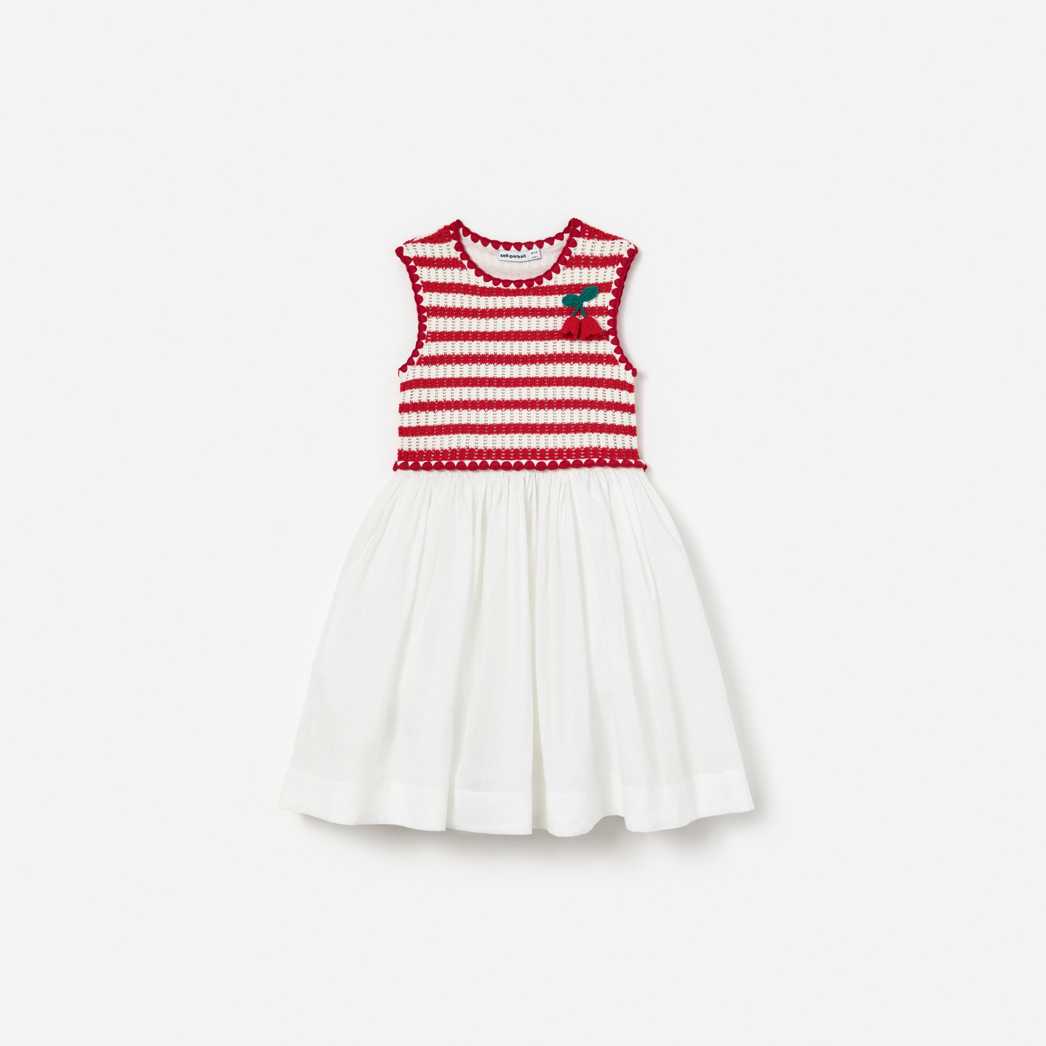 Self Portrait Red Striped Crochet Kinderkleid Midi
