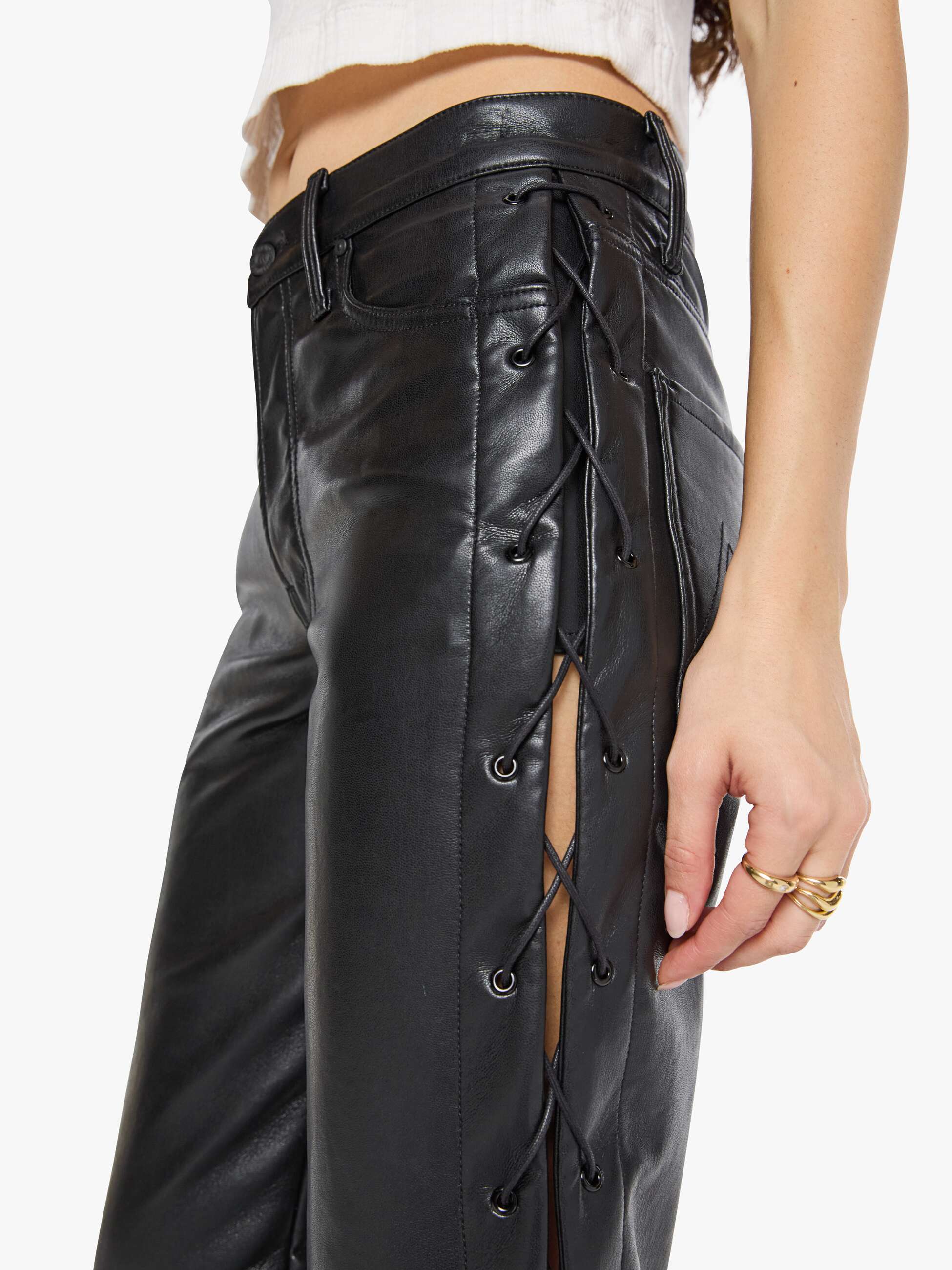 Mother Hiker Hover Lederhose schwarz High Waist