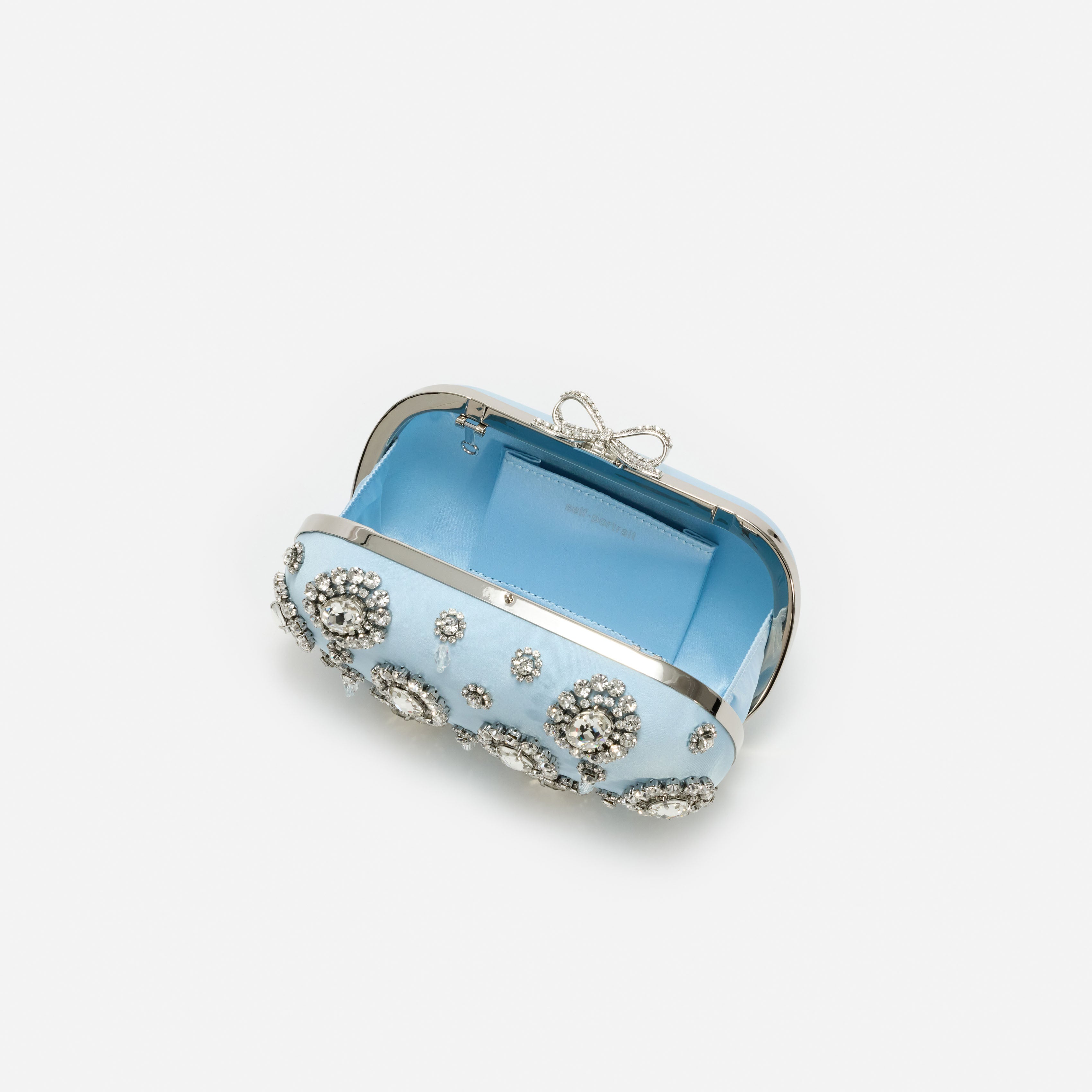 Self Portrait Blue Satin Multi Crystal Clutch Tasche Blau OneSize