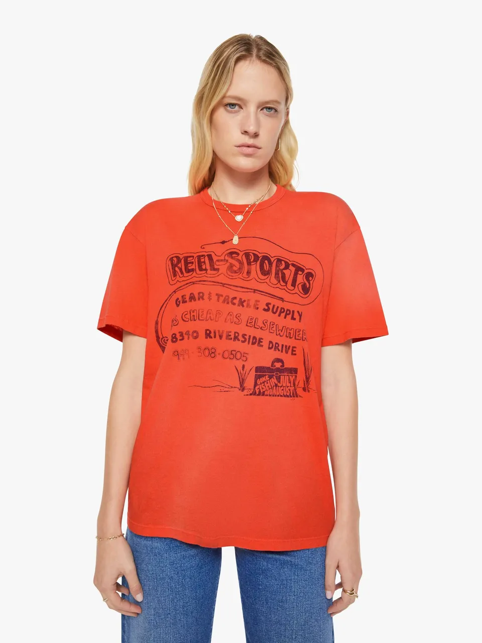 Mother The Lowdown Reel Sports T-Shirt Rot Baumwolle