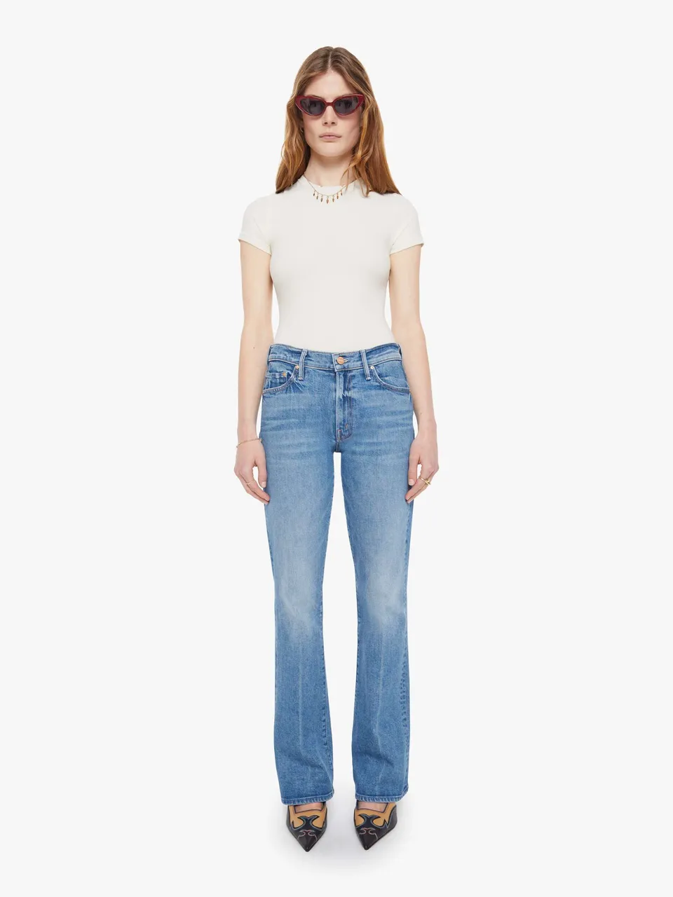 Mother The Outsider Sneak Hokey Pokey Jeans mittelblau