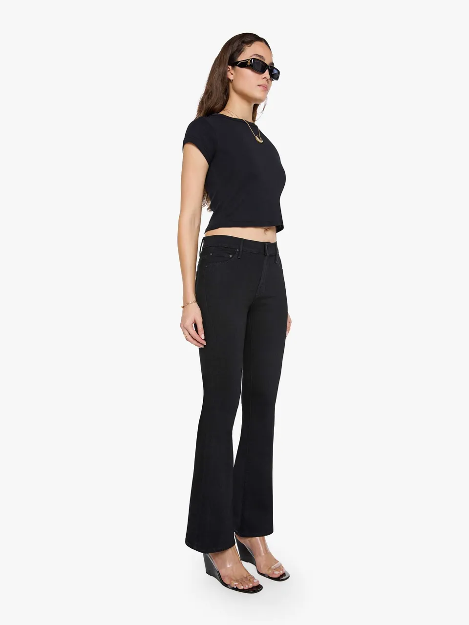 Mother The Weekender Jeans Nighty Night Schwarz Flare