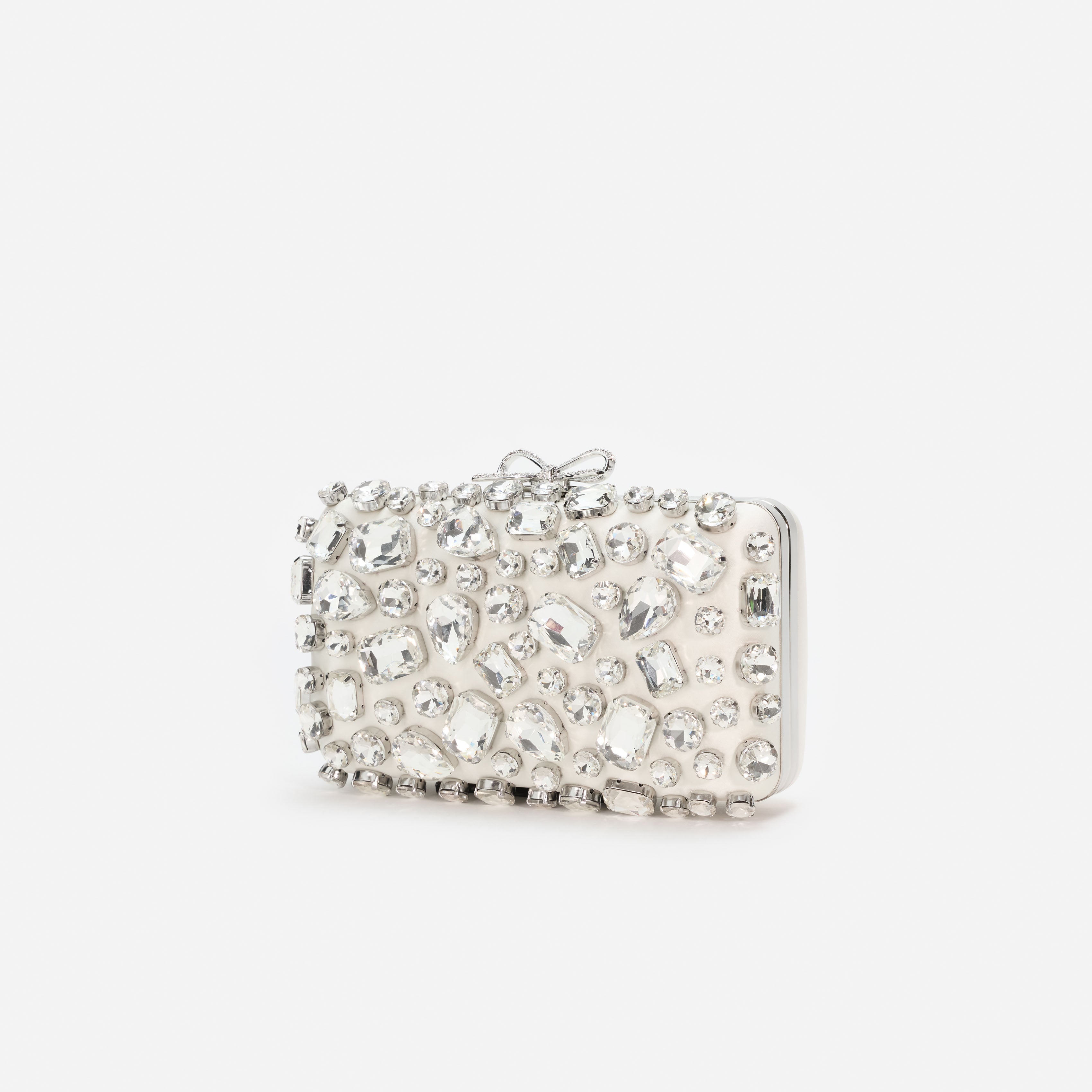 Self Portrait Cream Satin Crystal Clutch Creme Mini