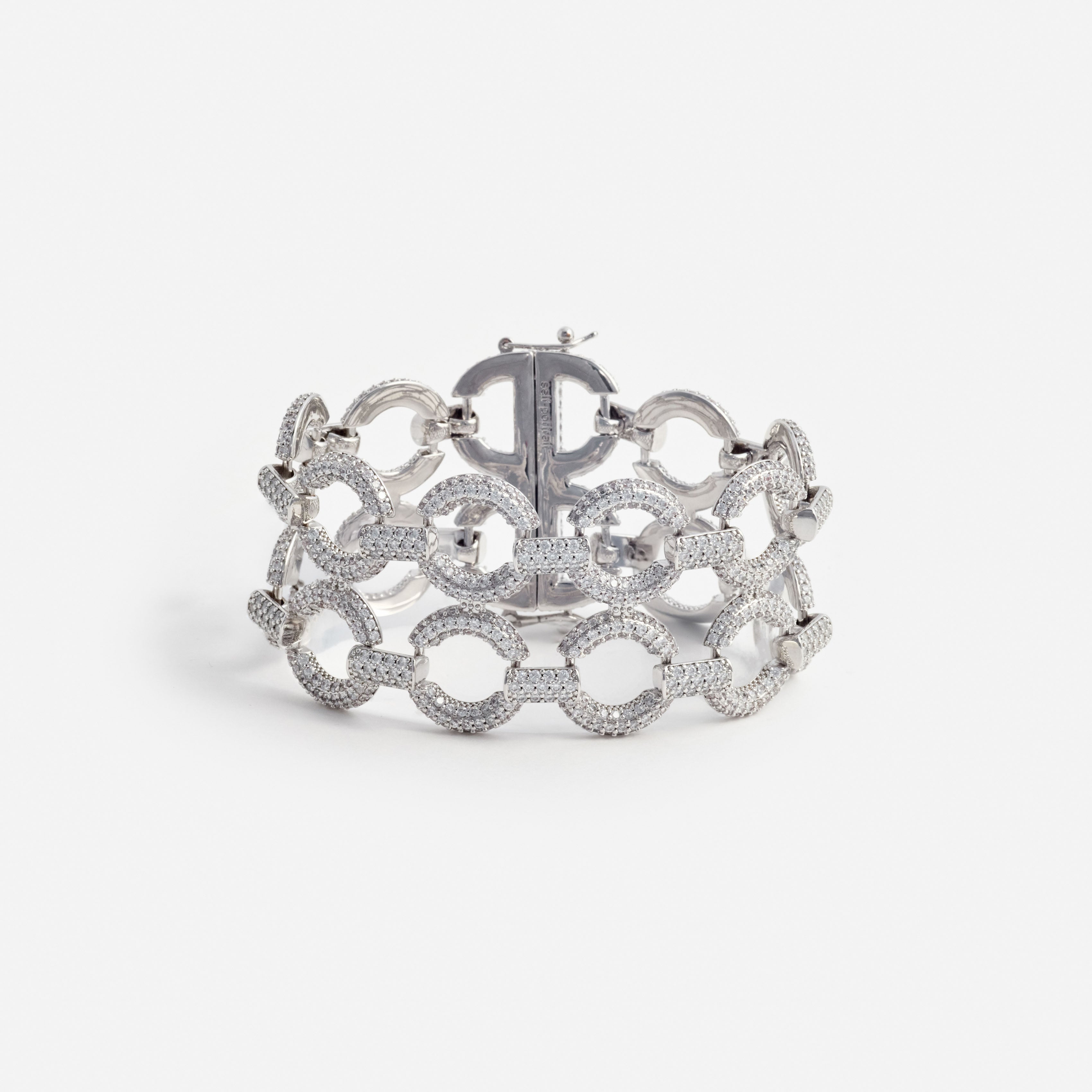 Self Portrait Jewellery Double Crystal Link Bracelet Armband Silber