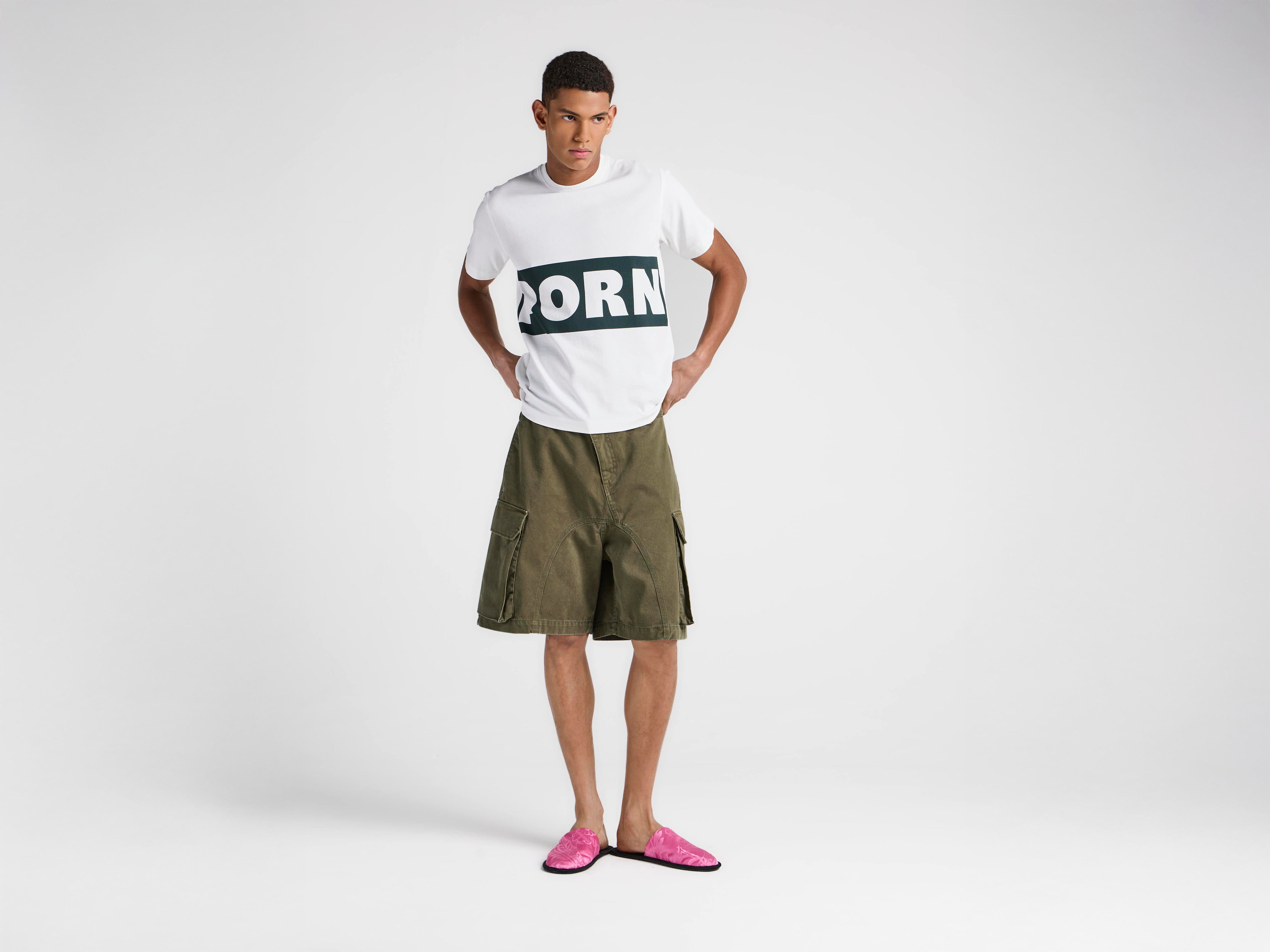 J.W. Anderson Porn T-Shirt Herren Weiß Grün Baumwolle