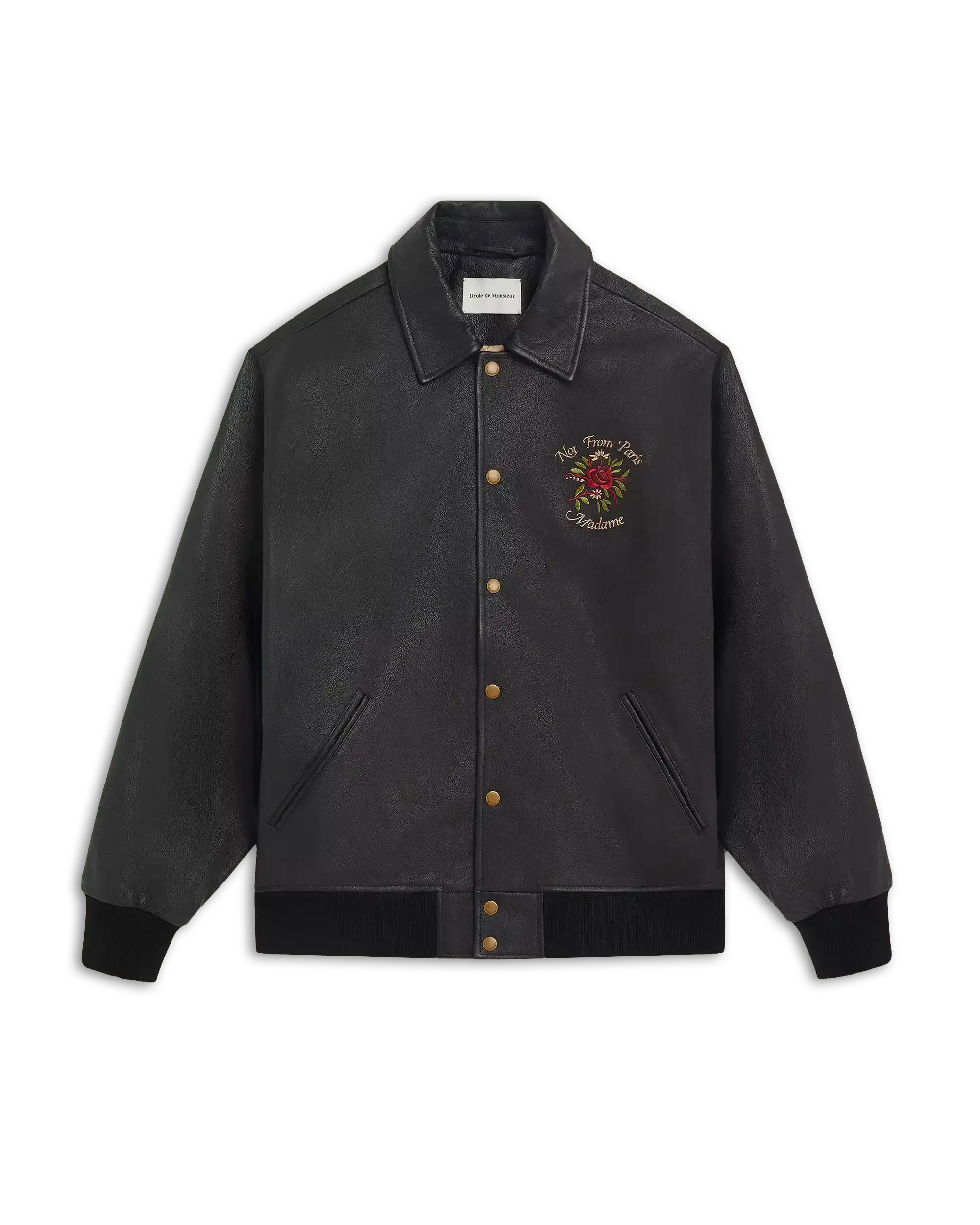 Drôle De Monsieur La Veste Cuir Slogan Lederjacke schwarz Lamm