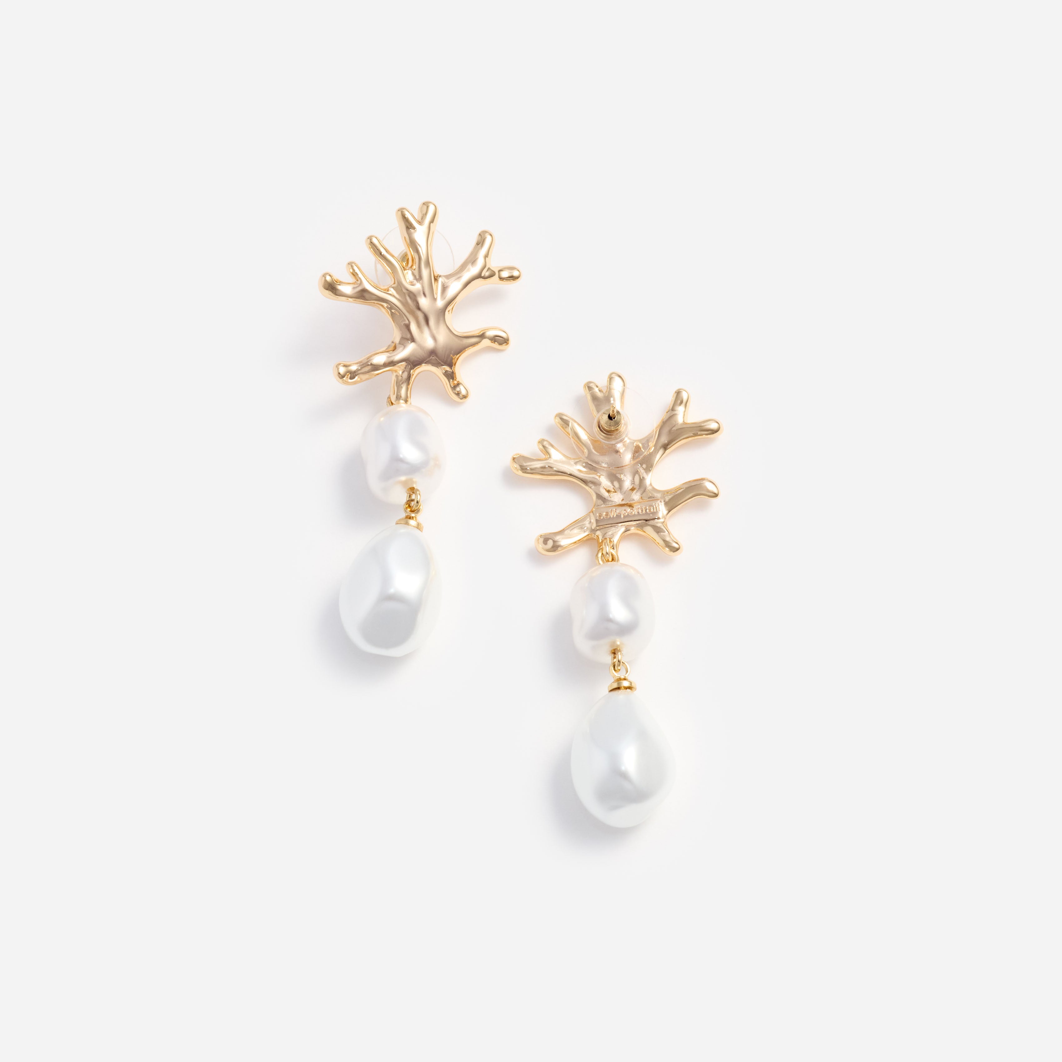 Self Portrait Coral Pearl Ohrringe Gold Perle
