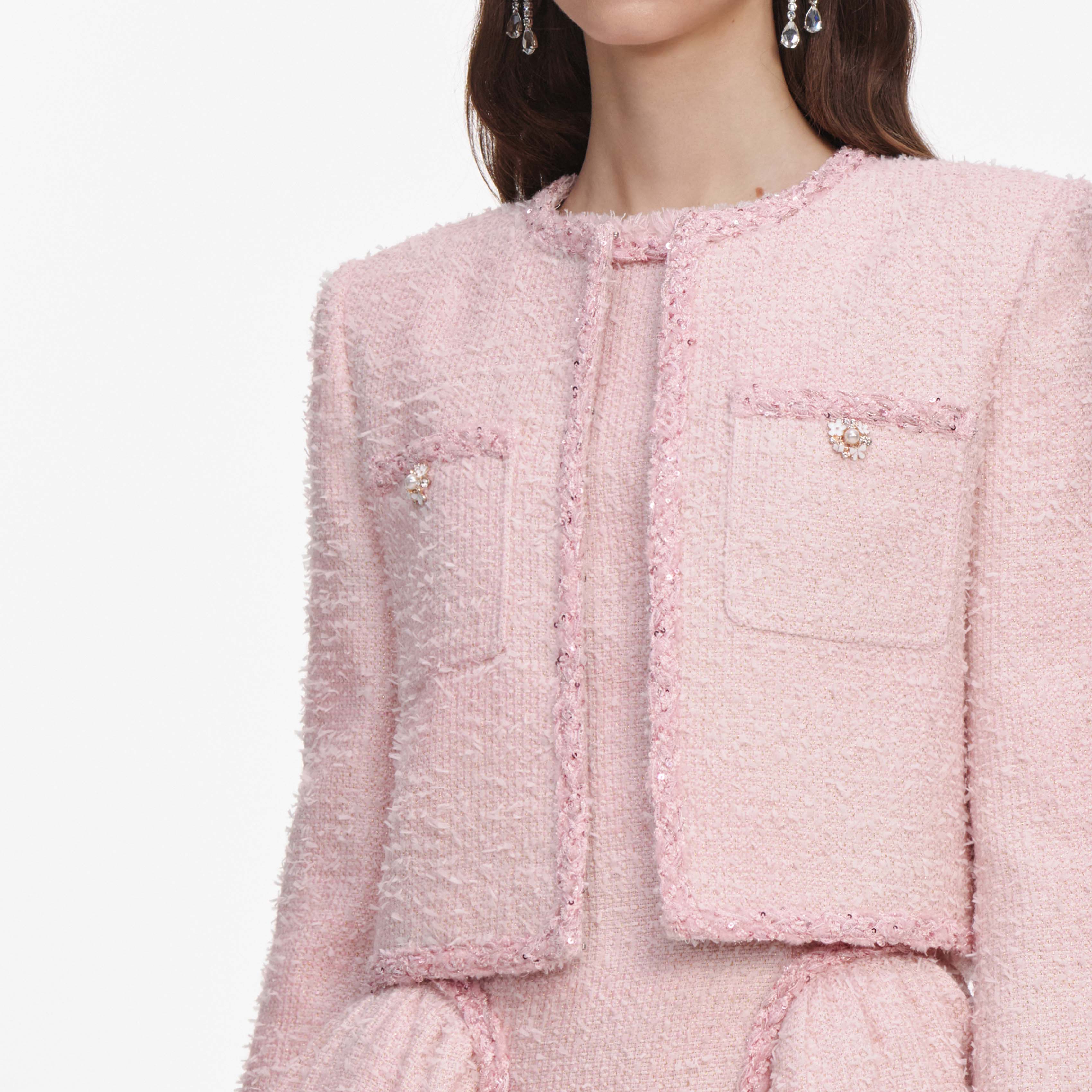 Self Portrait Pink Boucle Jacke Rosa Boxy Gr. UK 6