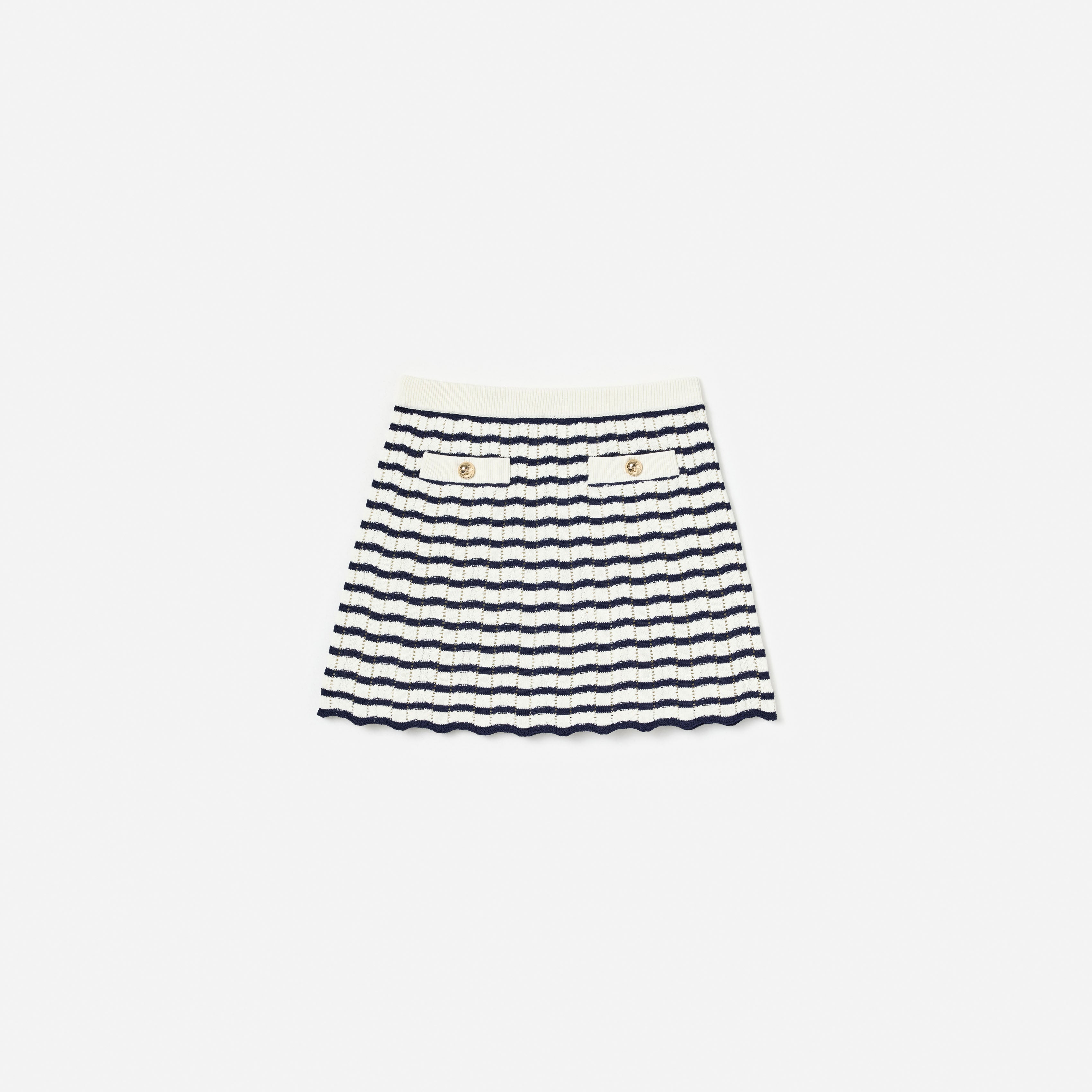 Self Portrait Cream Navy Striped Strickrock Creme Kinder