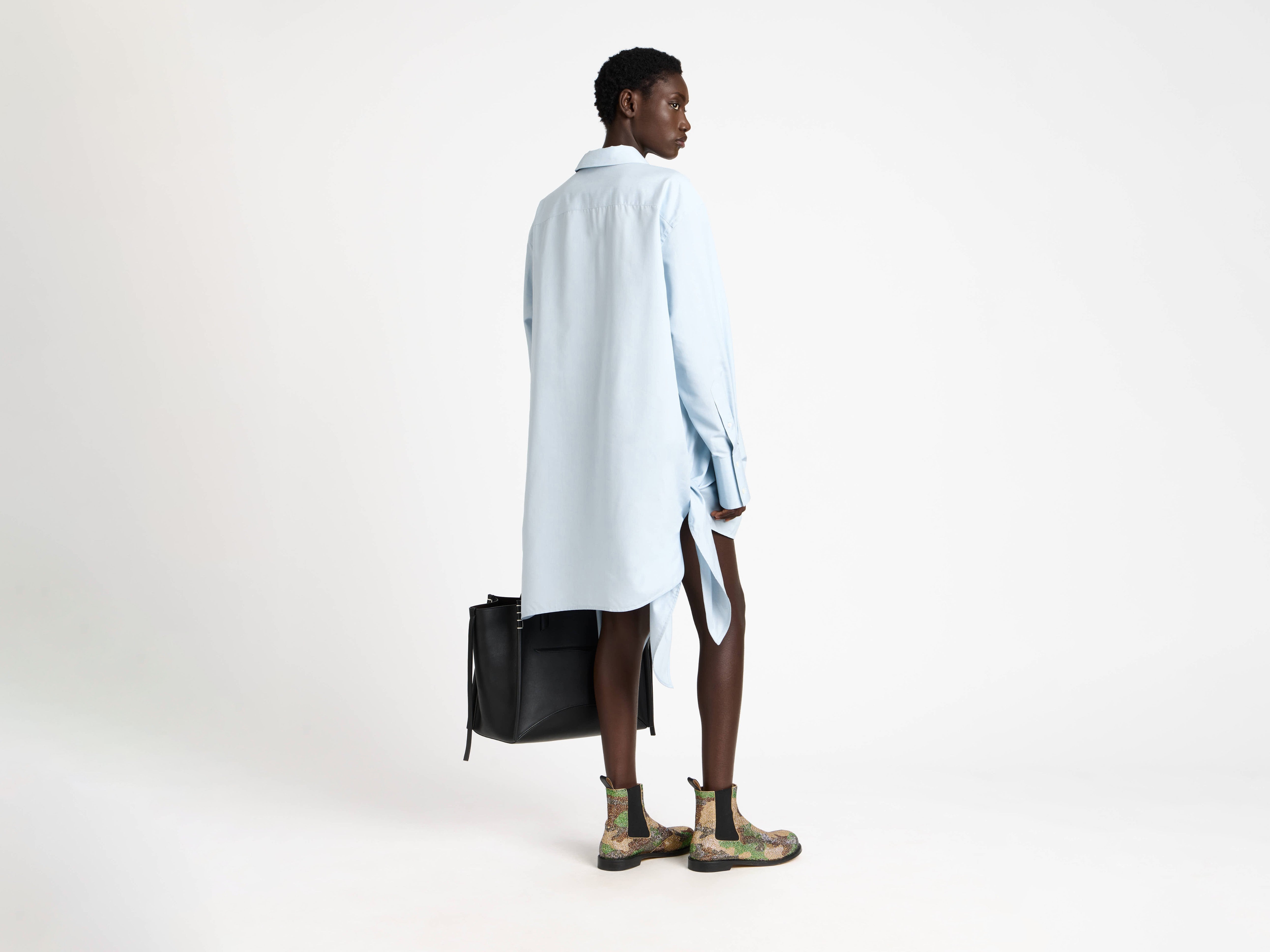 J.W.Anderson Dresses Knotted Silk Hemdkleid Hellblau