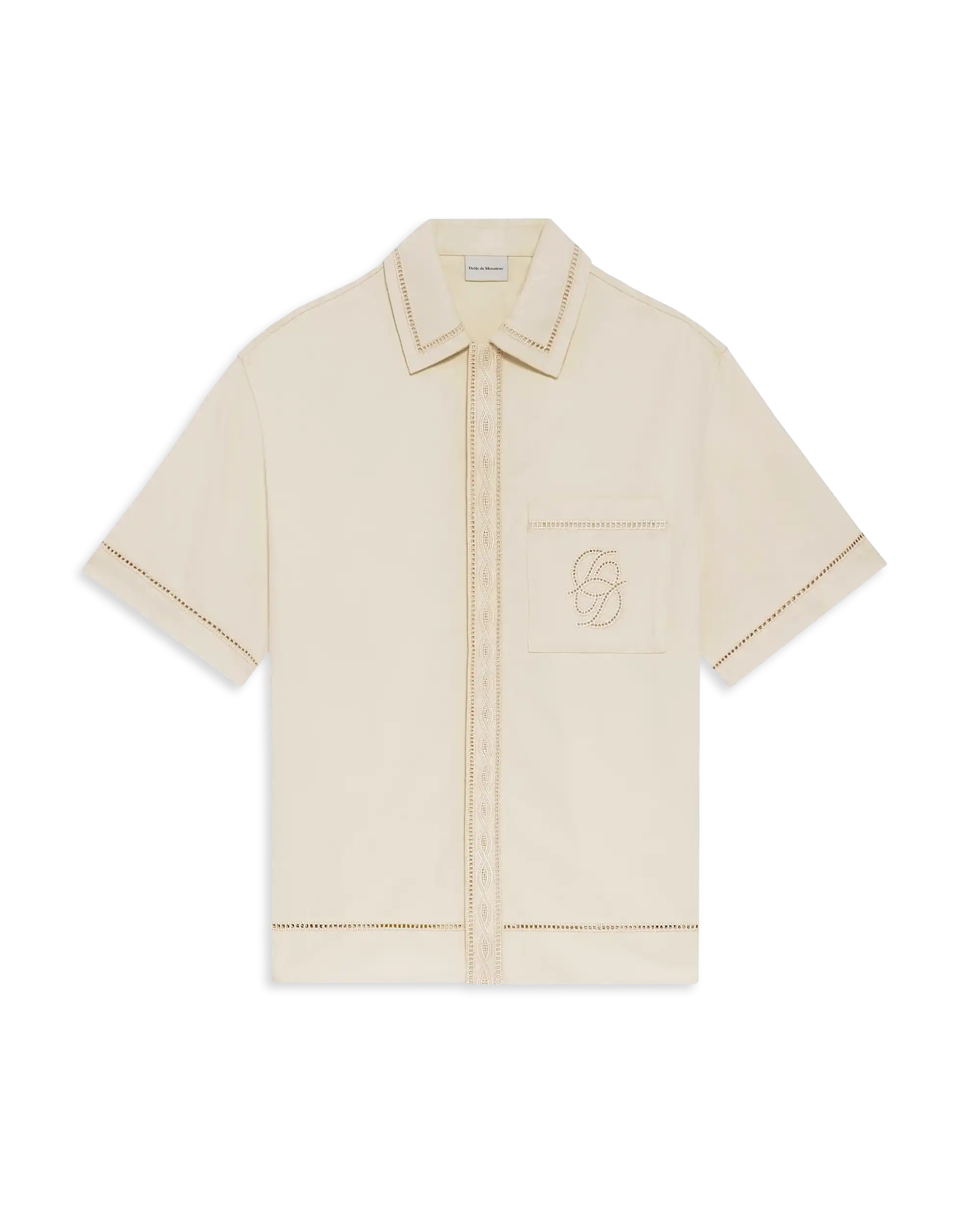 Drôle De Monsieur Chemise Broderie Hemd Off-White Kurzarm