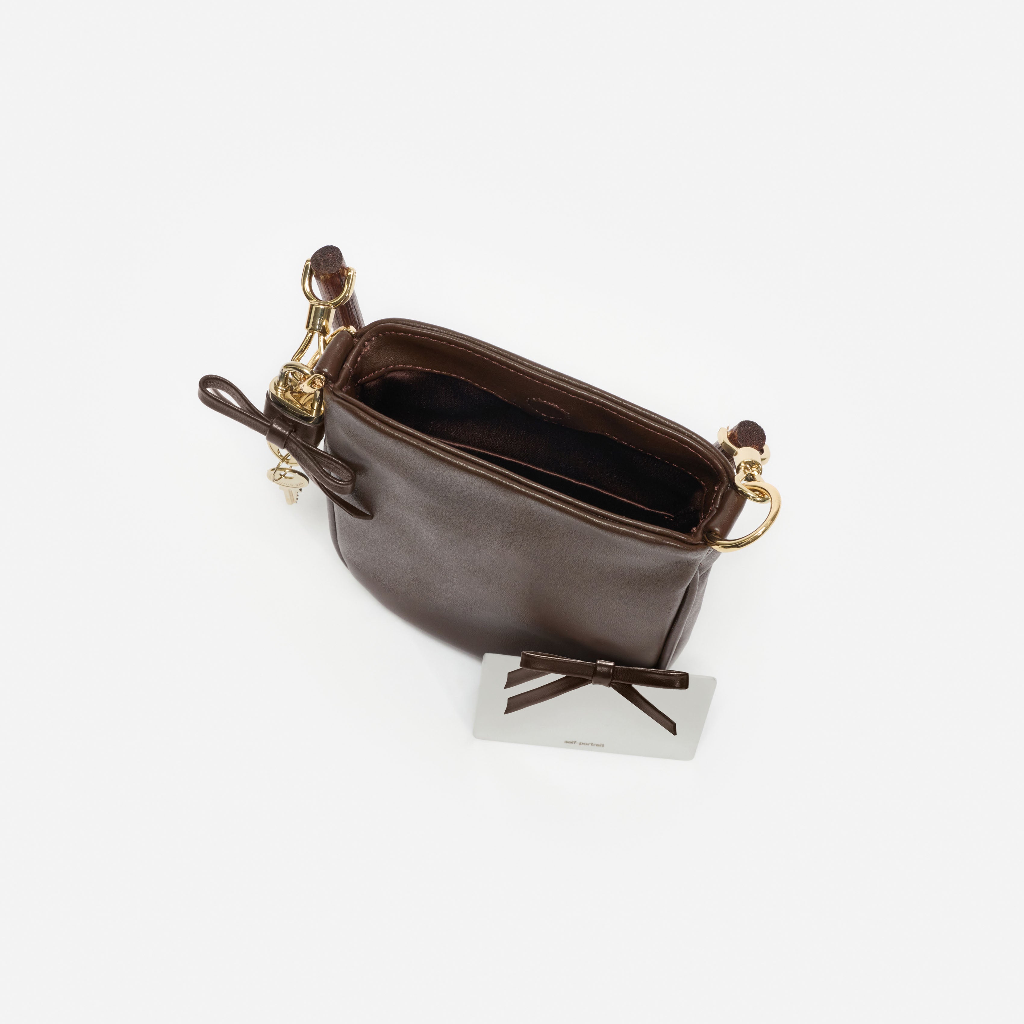 Self Portrait Brown Leather Mini Tote Tasche Braun One Size