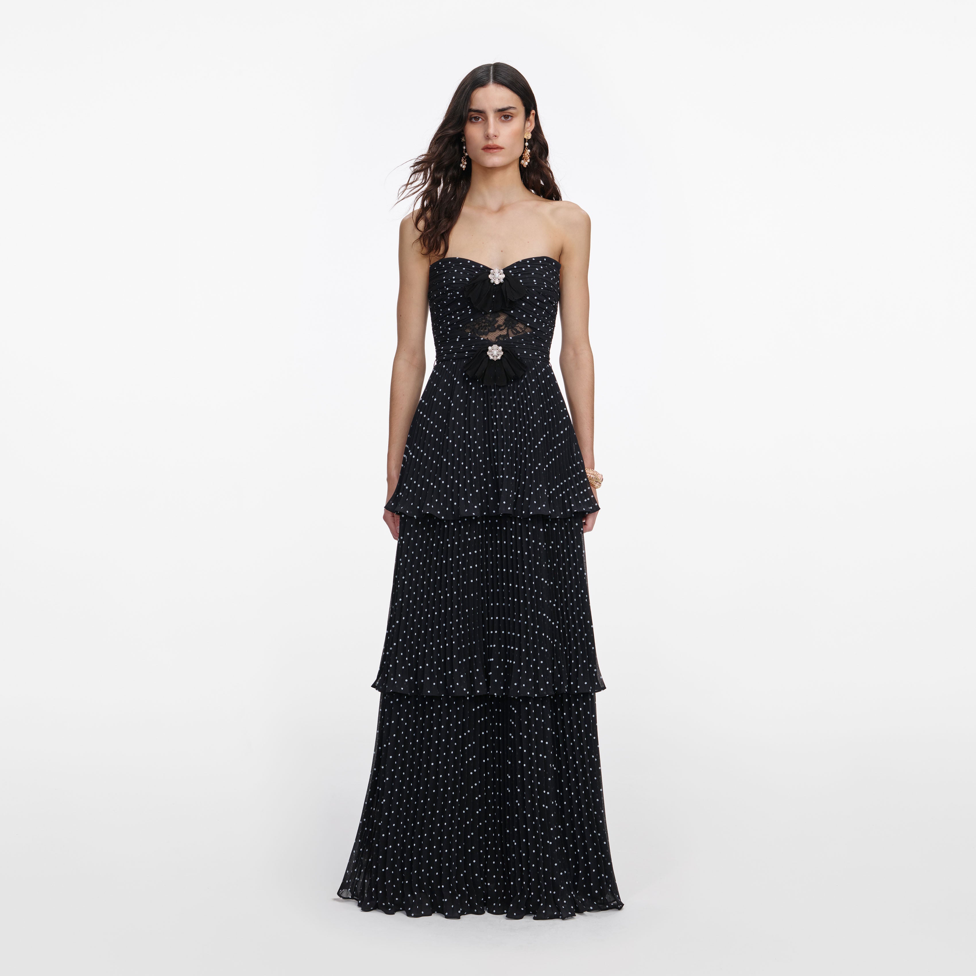 Self-Portrait Black Polka Dot Maxikleid Schwarz Gr. UK 4-16