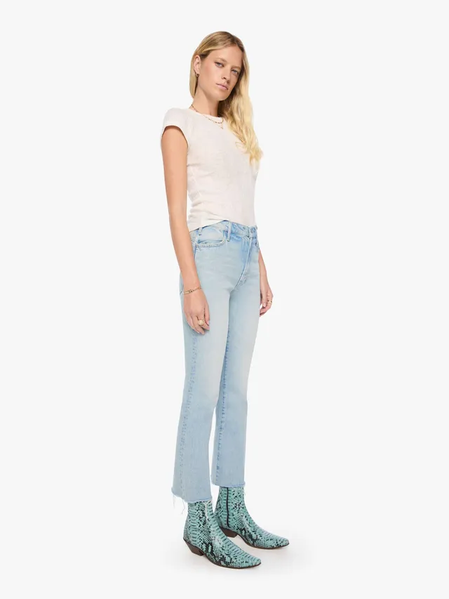 Mother The Hustler Flood Fray Jeans Out Of This World hellblau