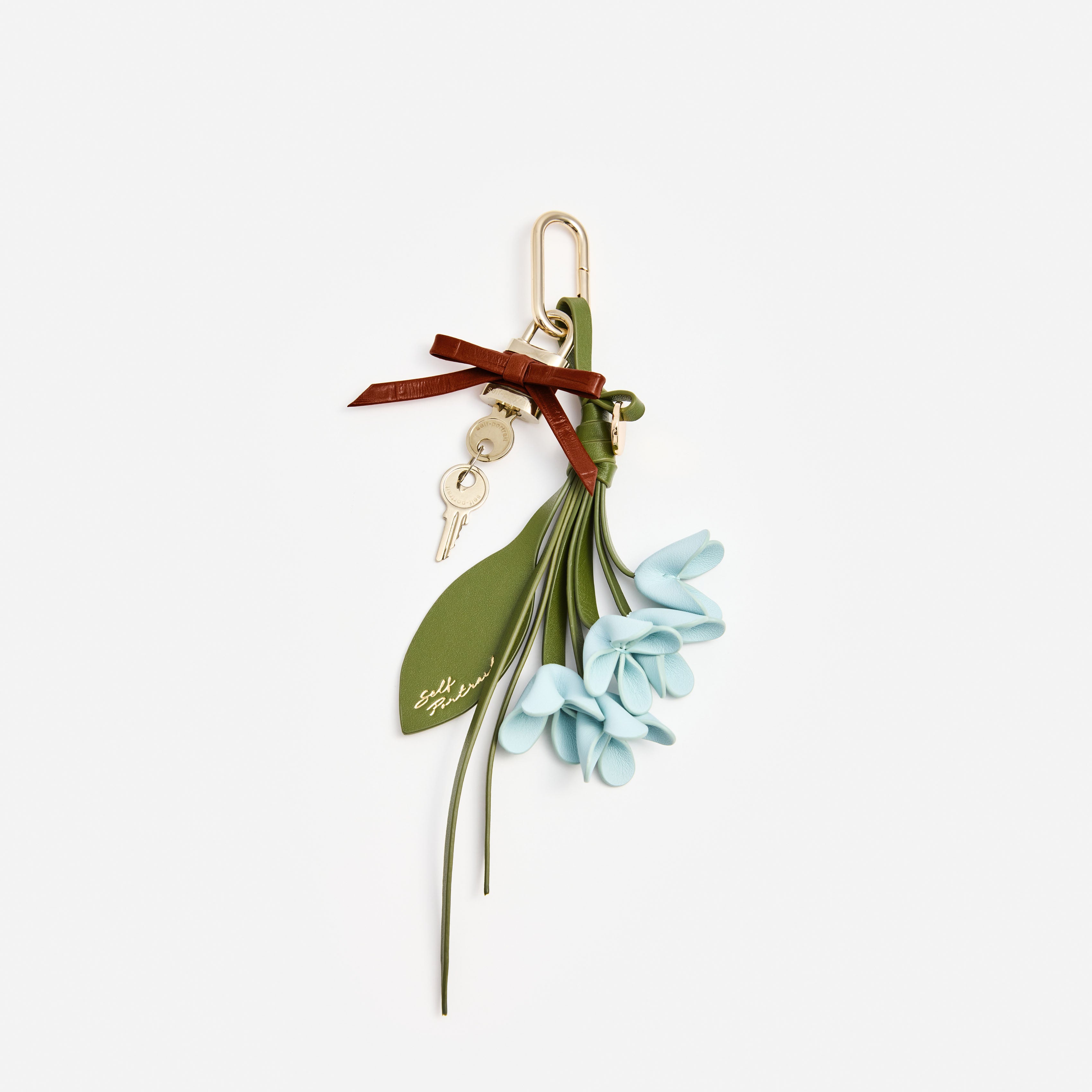 Self Portrait Blue Flower Bag Charm Leder Multi