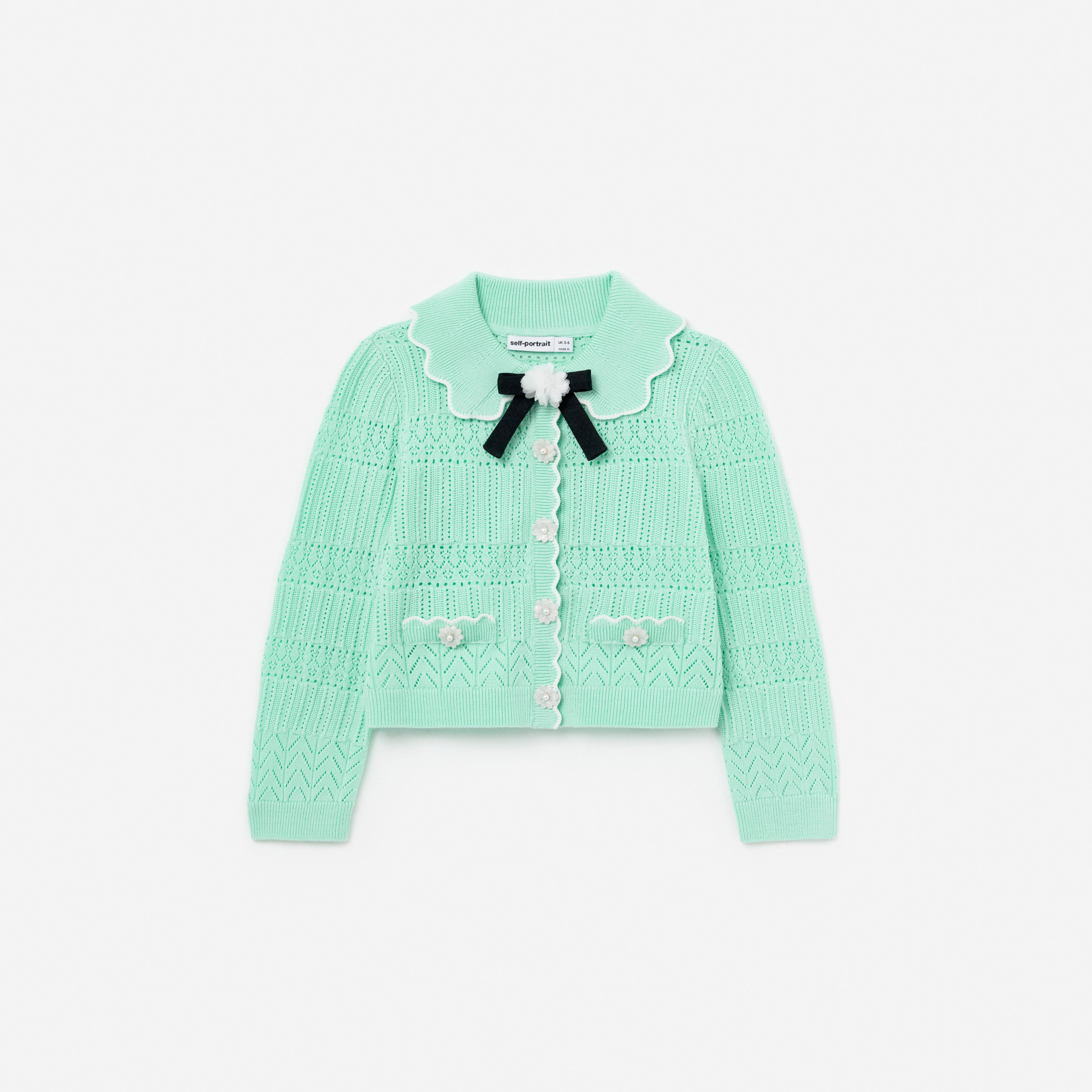 Self Portrait Mint Pointelle Strickjacke Cardigan