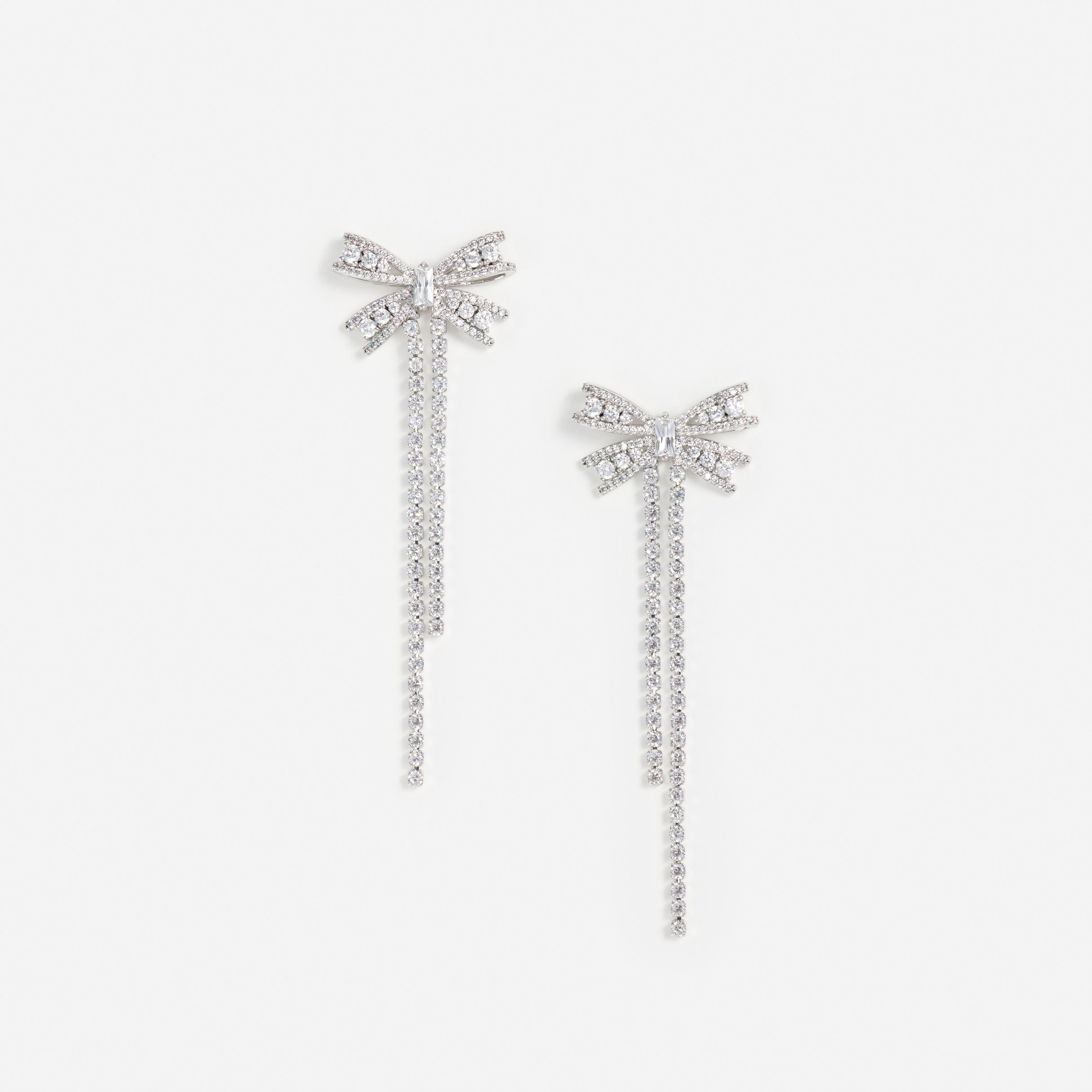Self Portrait Bow Dangle Ohrringe Silber Kristall lang