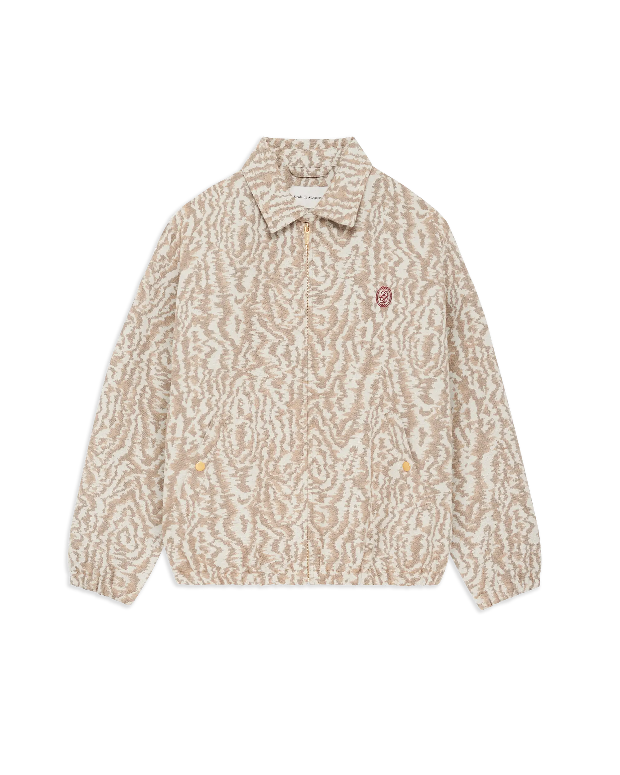 Drôle De Monsieur Moiré Harrington Jacket Jacke Beige Stickerei
