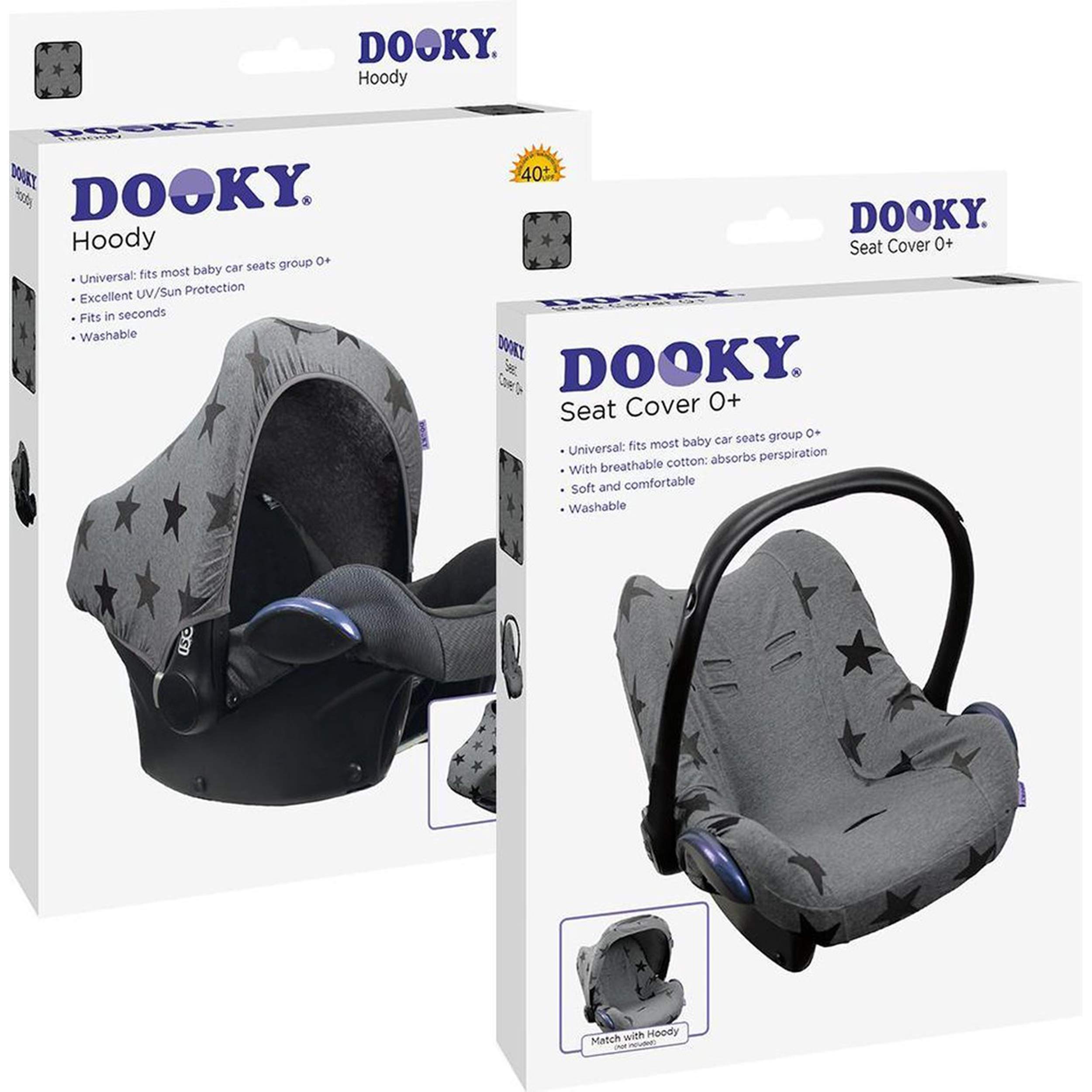 Dooky Hoody Combi Pack Sonnenschutz Babyschale Grey Stars Dunkelgrau