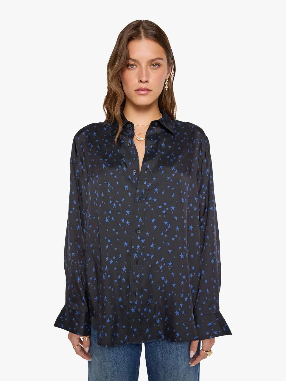 Mother Bestie Bluse Rock Star Schwarz Sterne Seidenmix