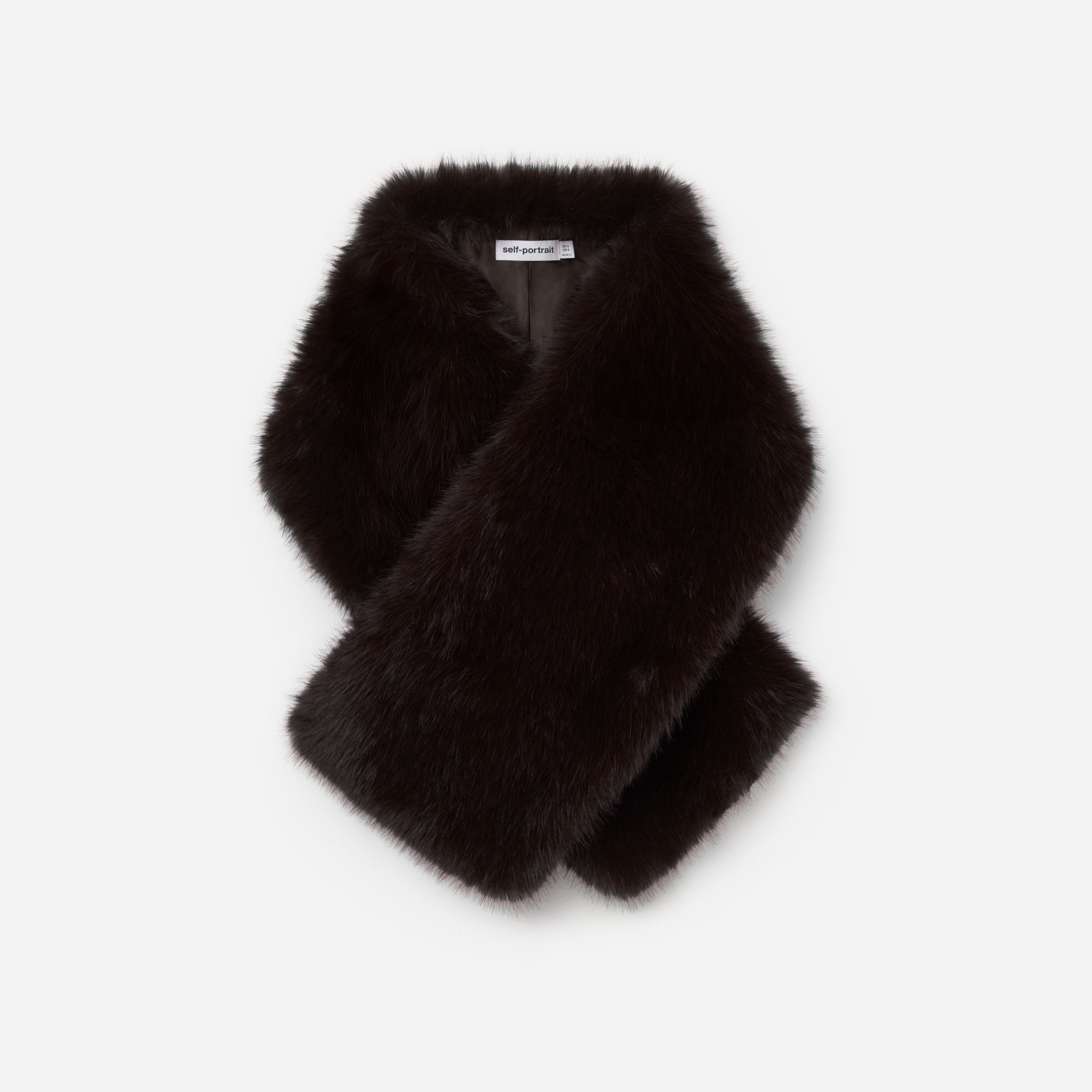 Self Portrait Scarves Brown Faux Fur Schal Braun One Size