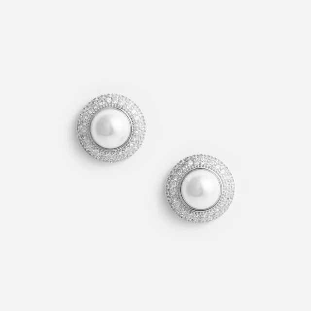 Self Portrait Small Crystal Pearl Earrings Perlenohrstecker