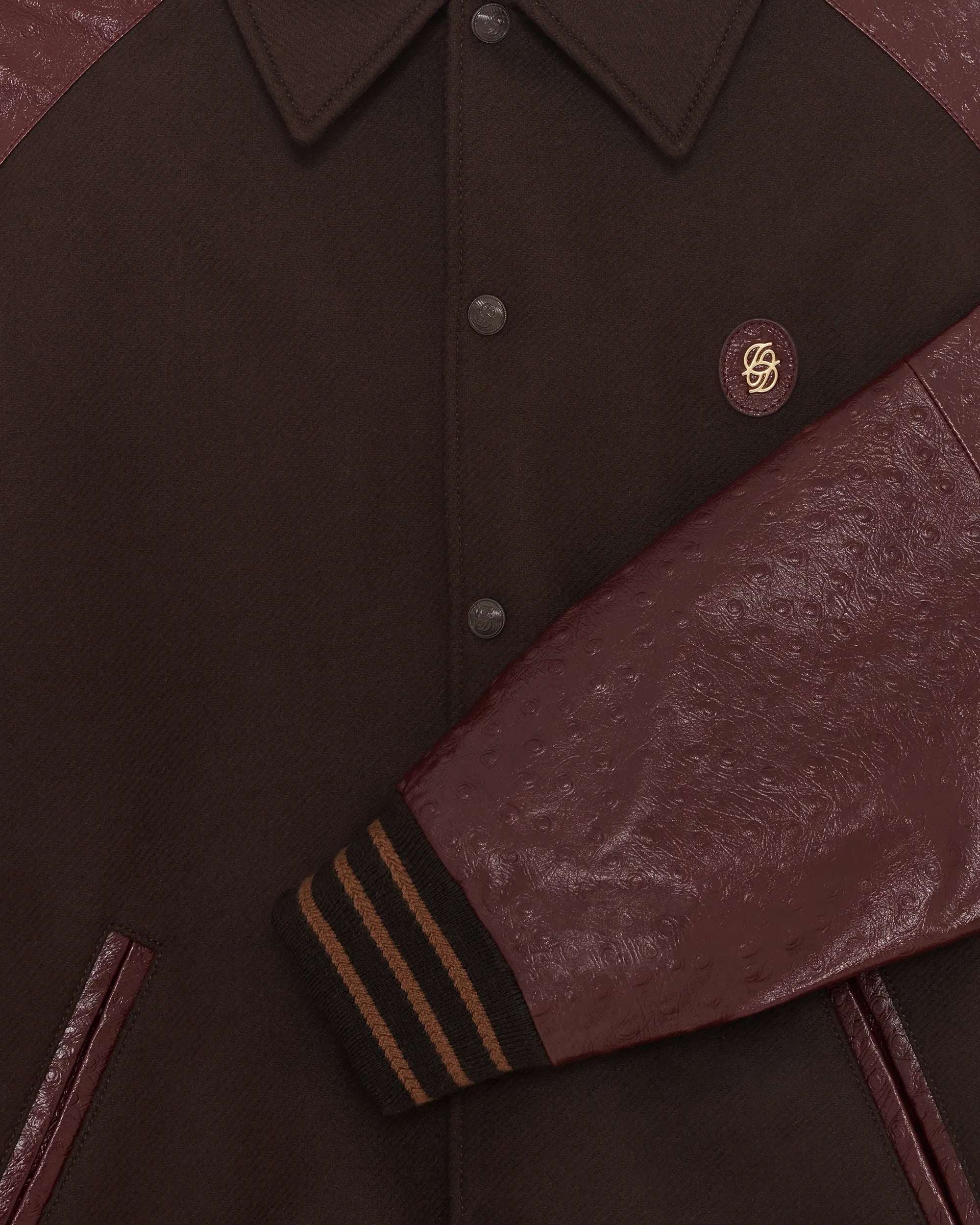 Drôle de Monsieur Teddy Lederjacke Dunkelbraun Wolle