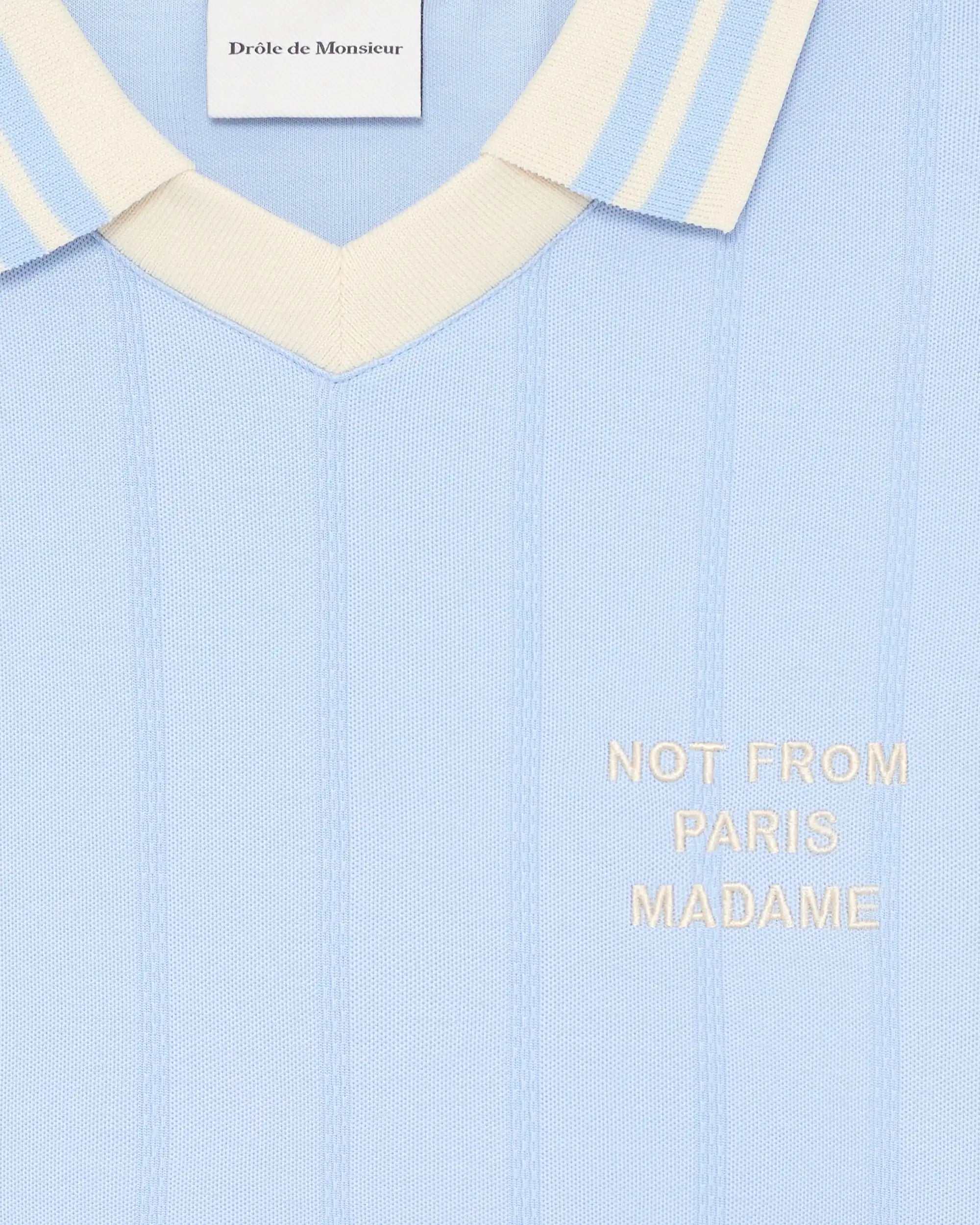 Drôle De Monsieur Slogan PoloShirt Polo Hellblau Baumwolle Stickerei