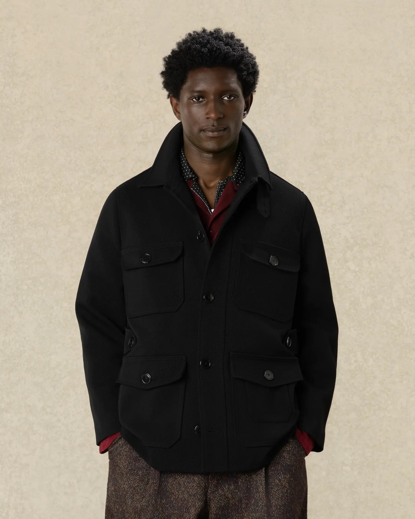Drôle De Monsieur Twill Safari Jacke Wolle Schwarz
