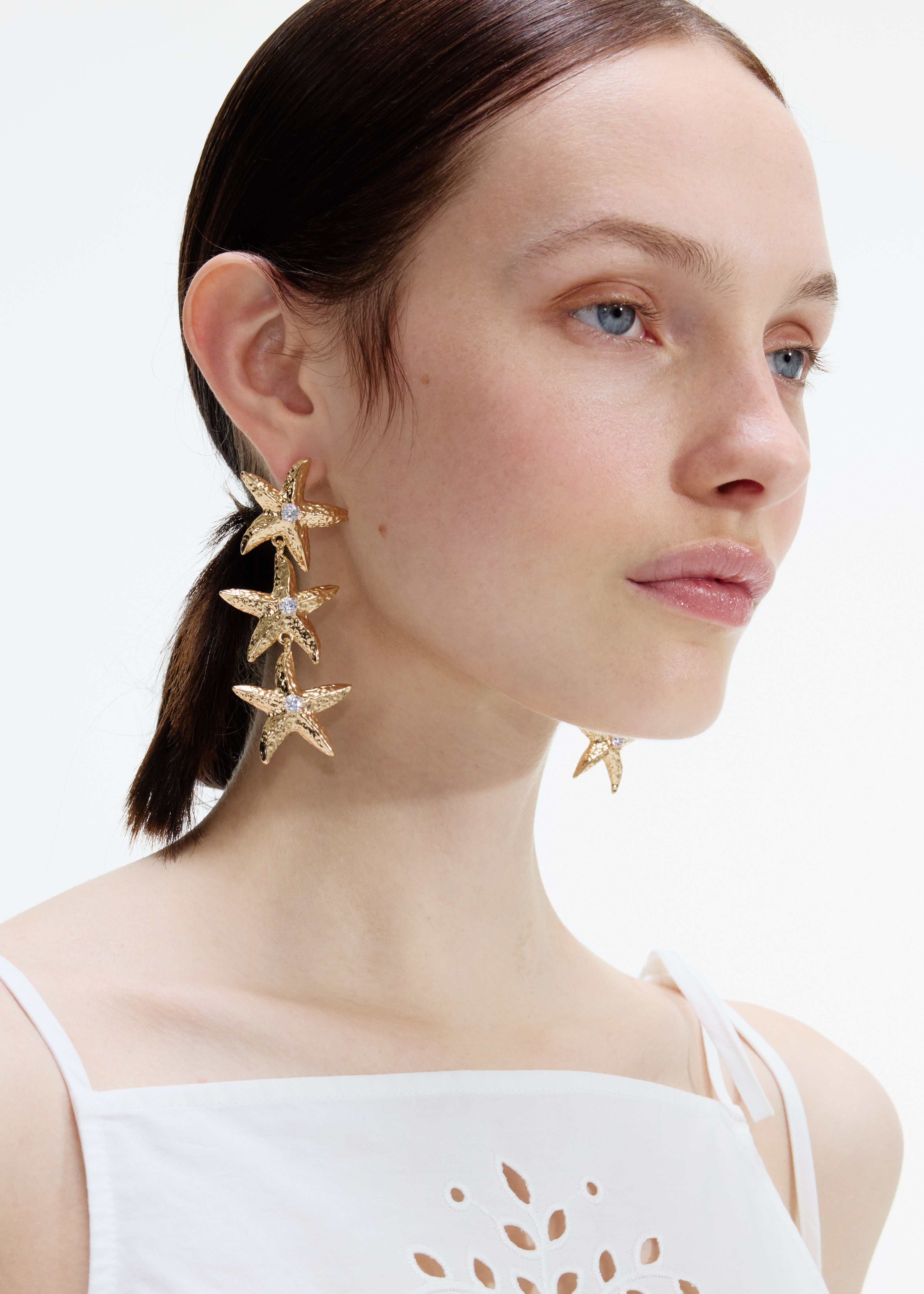 Self Portrait Mottled Gold Sea Star Ohrringe Kristall