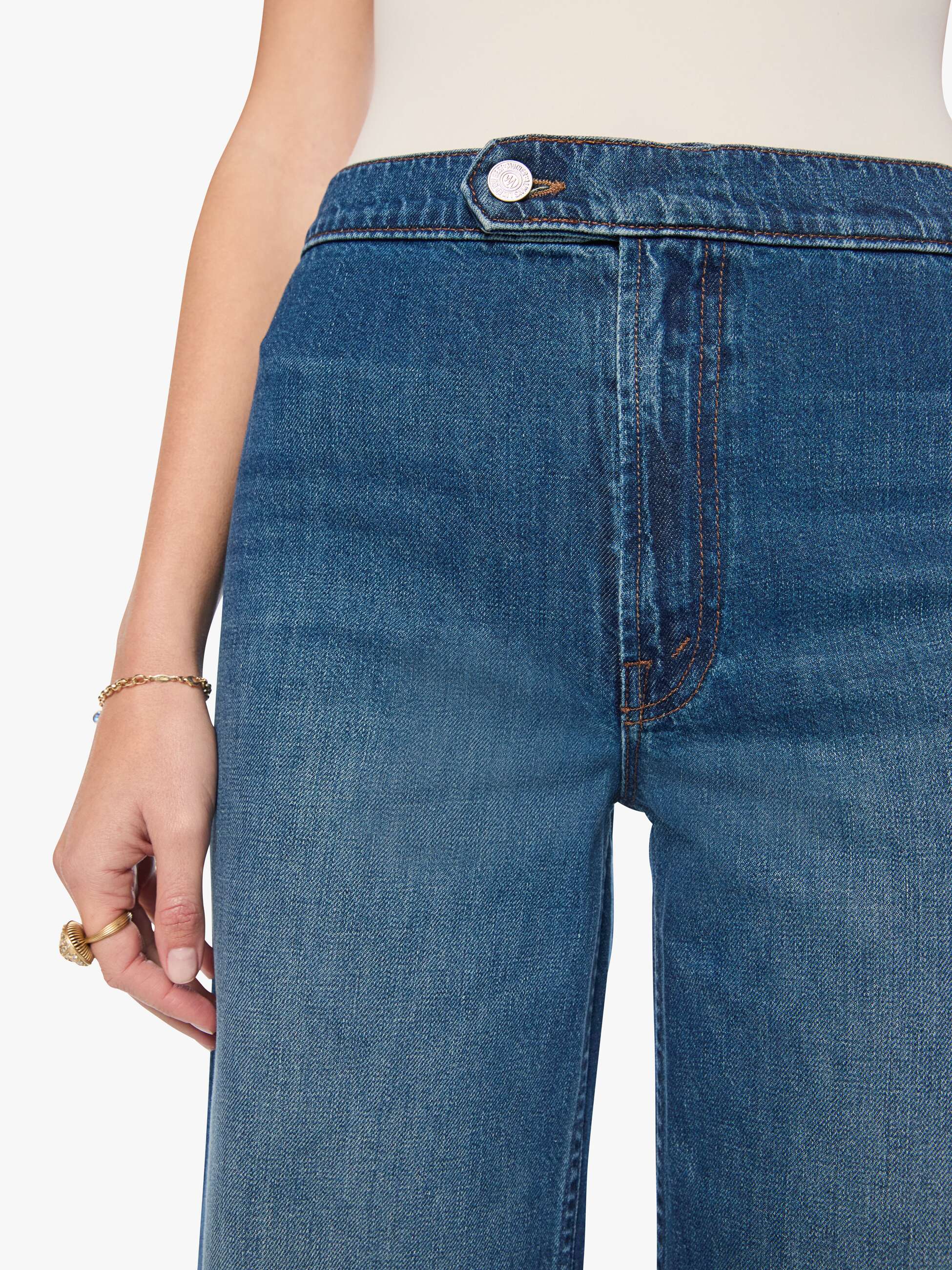 Mother The Tab Rerun Zip Sneak Jeans Bad Date Blau
