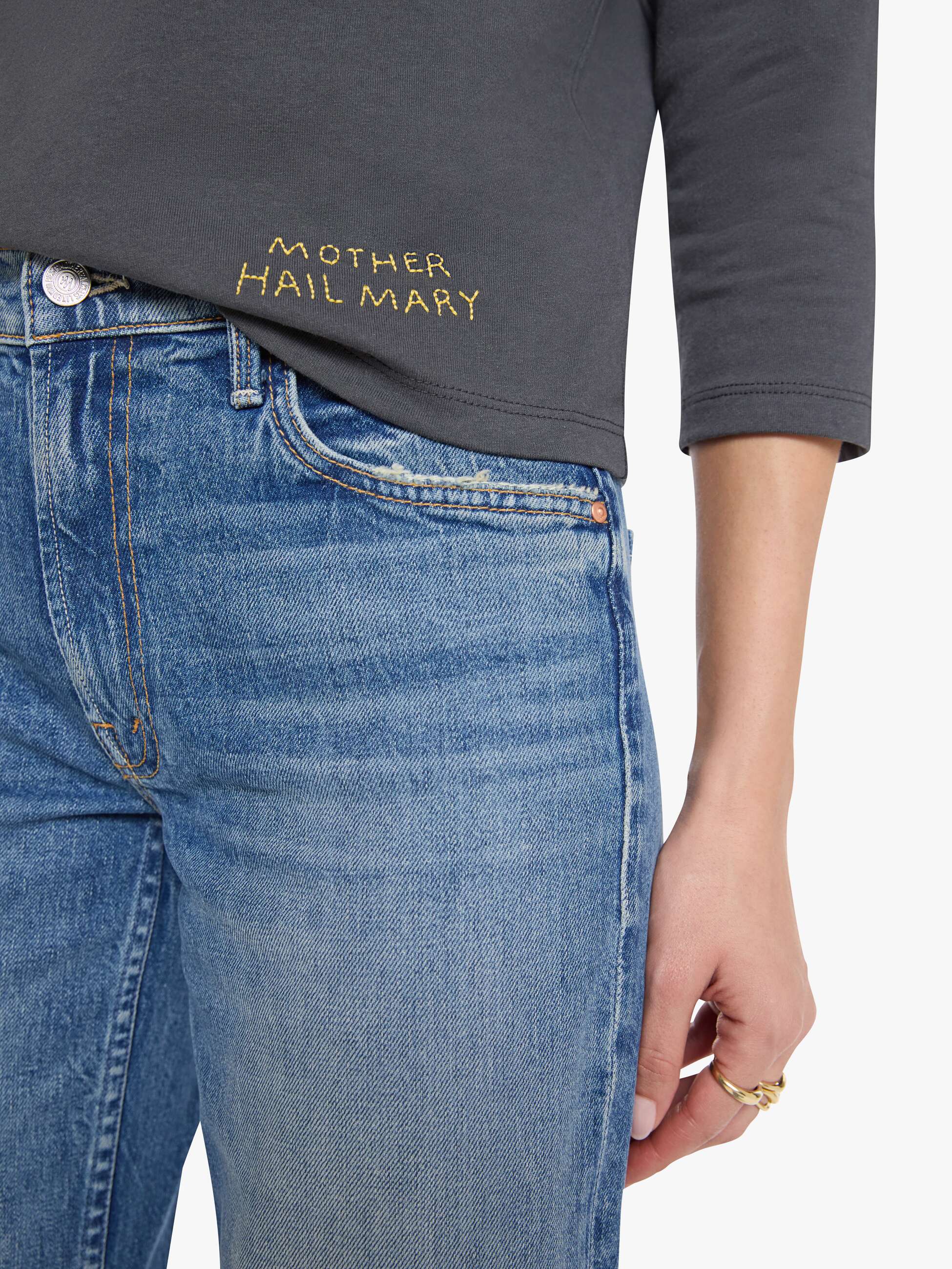 Mother Third Quarter T-Shirt Faded Black 3/4-Arm
