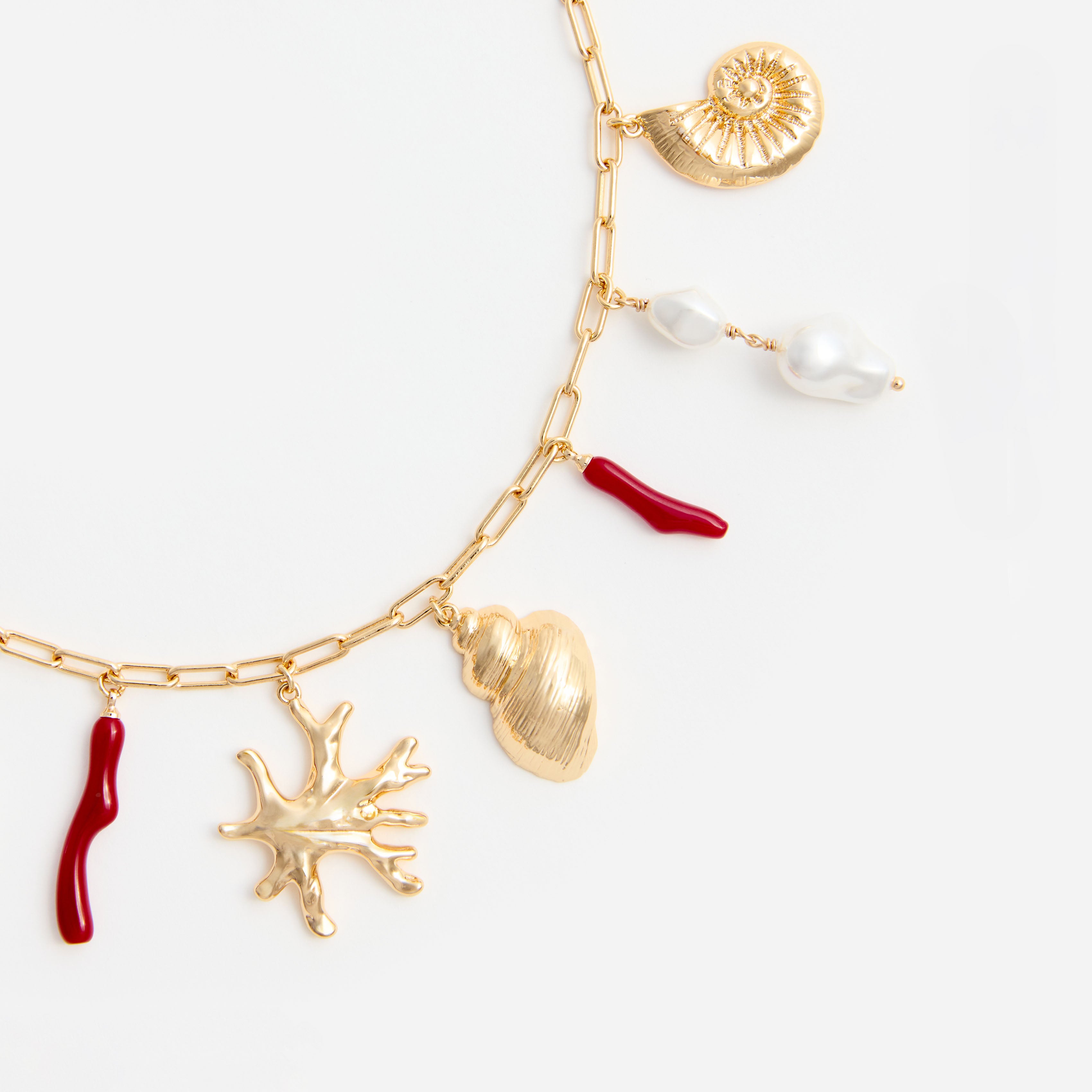 Self Portrait Gold Coral Pearl Kette Gold Charm Anhänger