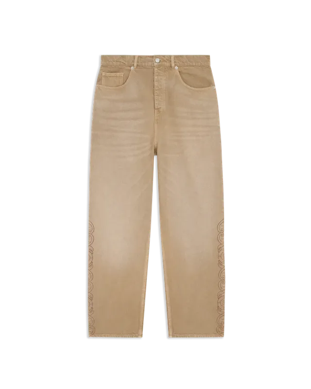 Drôle De Monsieur Denim Wide Leg Hot Fix Jeans Beige