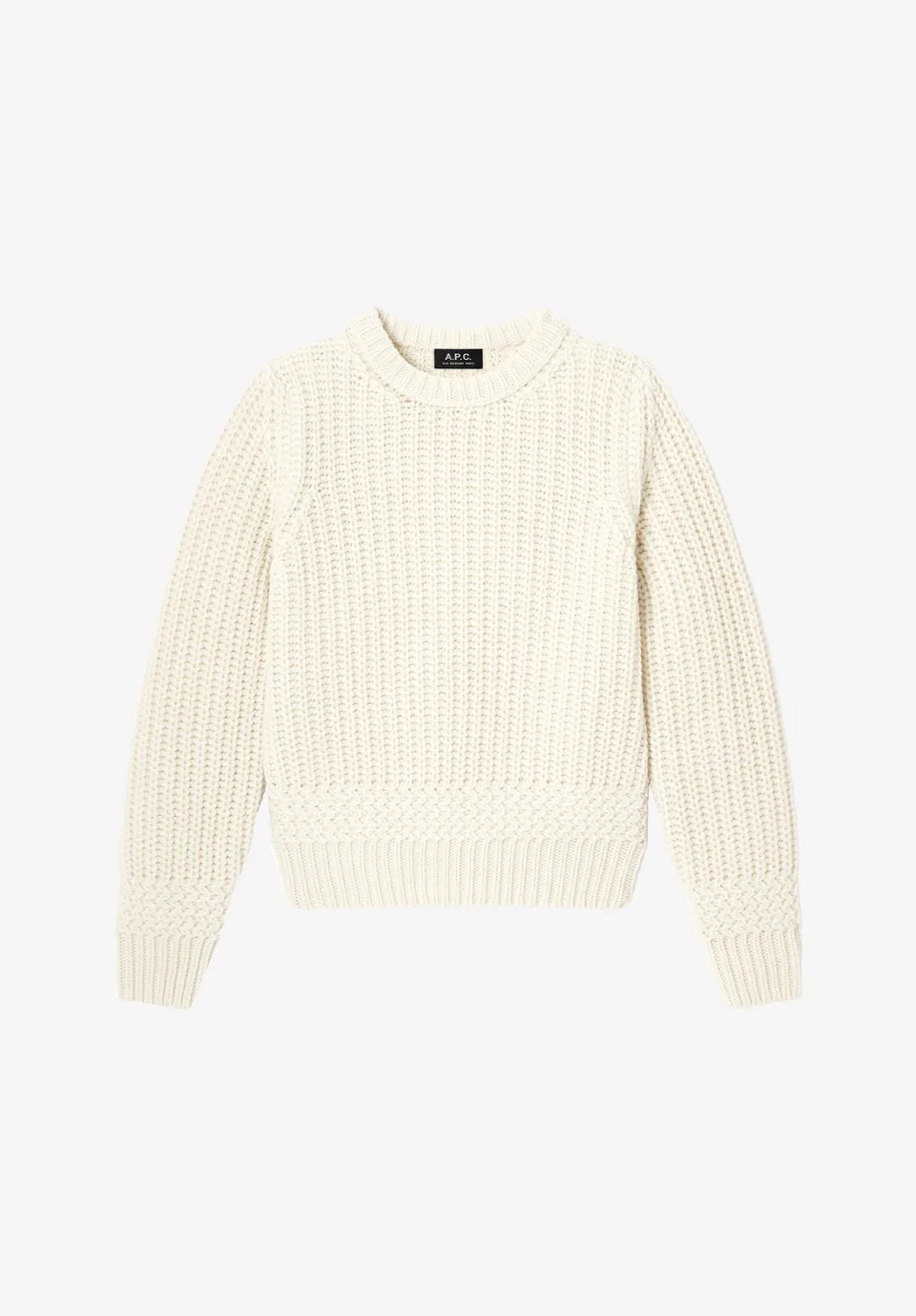 A.P.C. Pullover ecru recycelte Wolle Rundhals