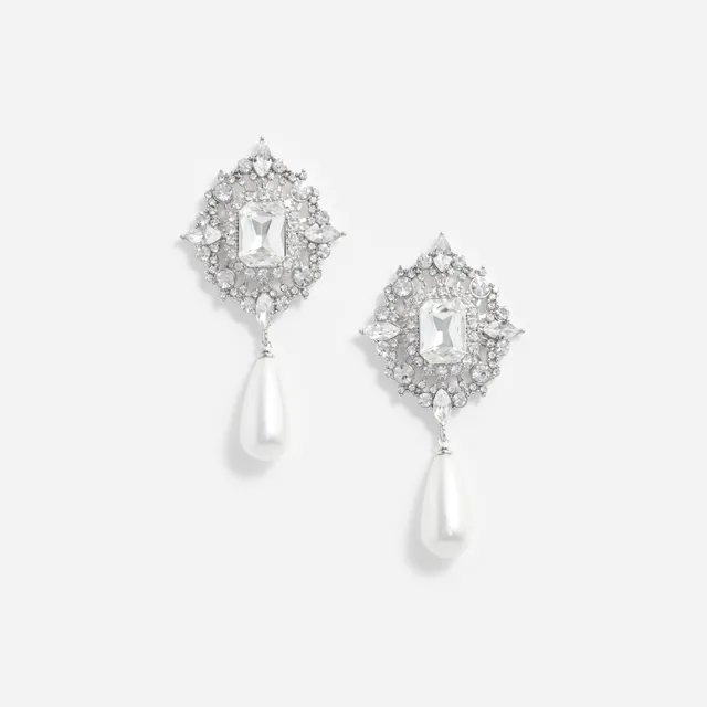 Self Portrait Jewellery Crystal Pearl Tropfen Ohrringe Silber